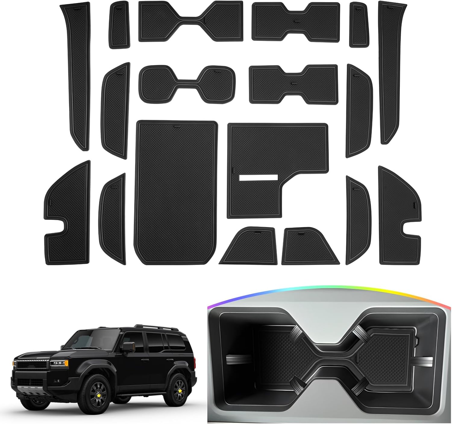 For Toyota Land Cruiser Door Compartment Cup Console Liners 2024 2025 2026