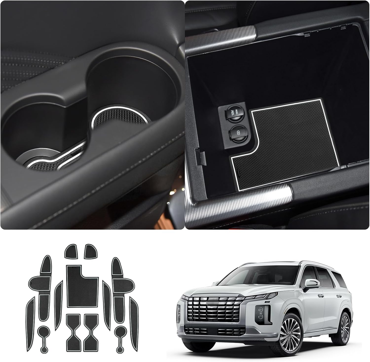 For Hyundai Palisade SE/SEL/XRT/Limited/Calligraphy Center Console Liners Mats 2023 2024 2025