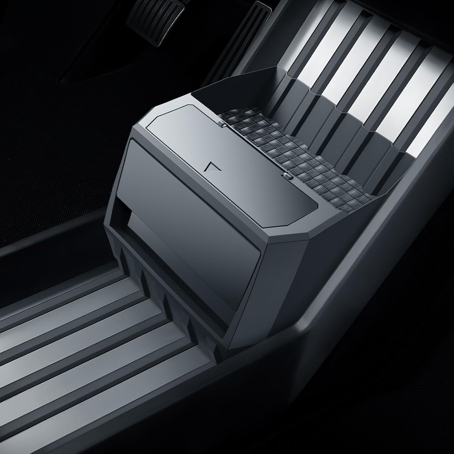 For Tesla Cybertruck Floor Console Organizer 2-in-1 Car Trash Can2024 2025+