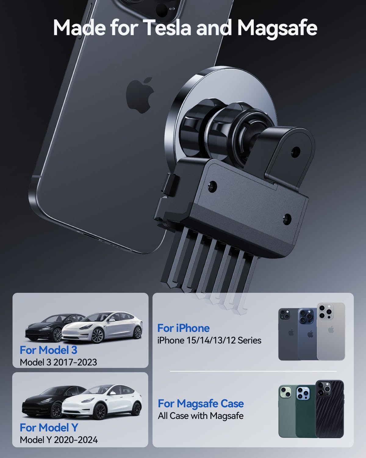 For Tesla Model 3/Y MagSafe Cell Phone Holder 2017-2024