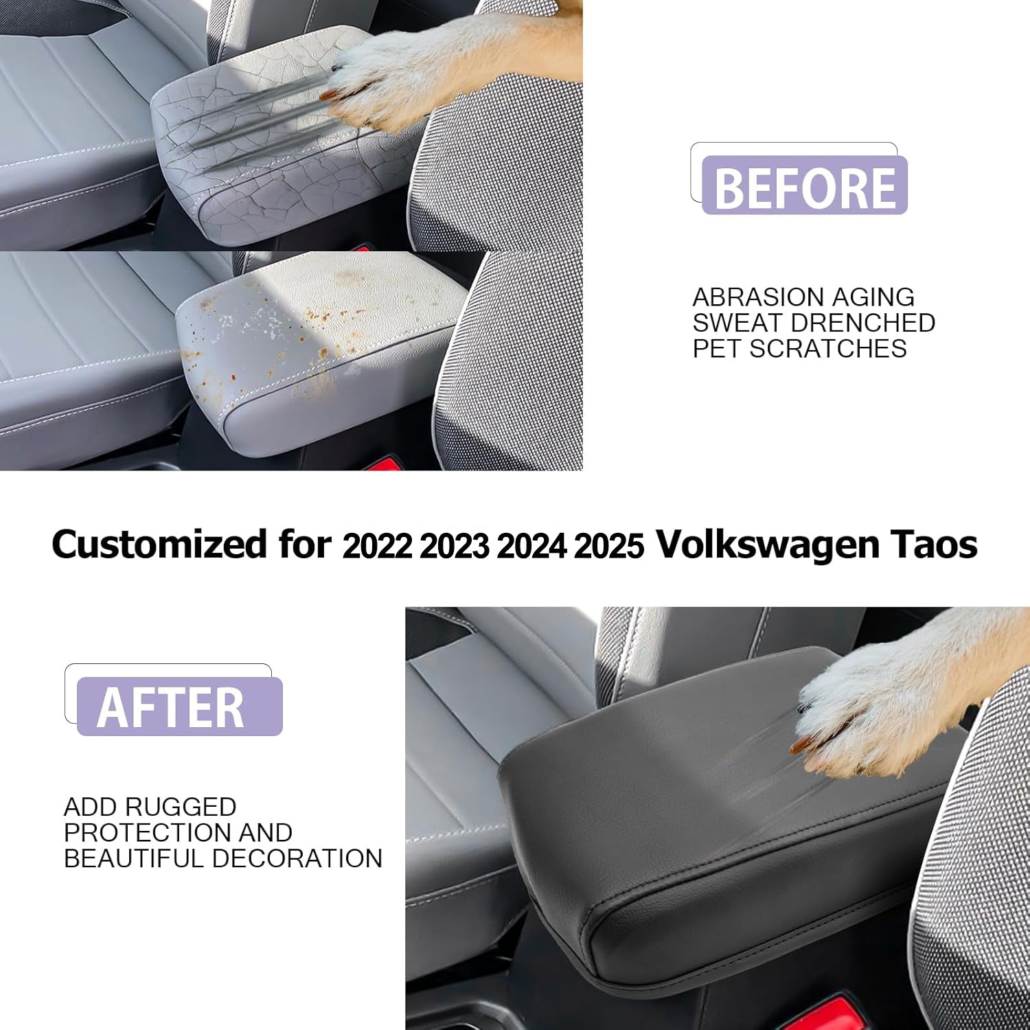 For Volkswagen Taos Center Console Armrest Cover 2022-2025