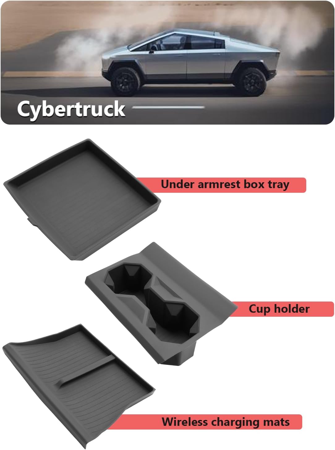 For Tesla Cybertruck Center Console Organizer 2024 2025+