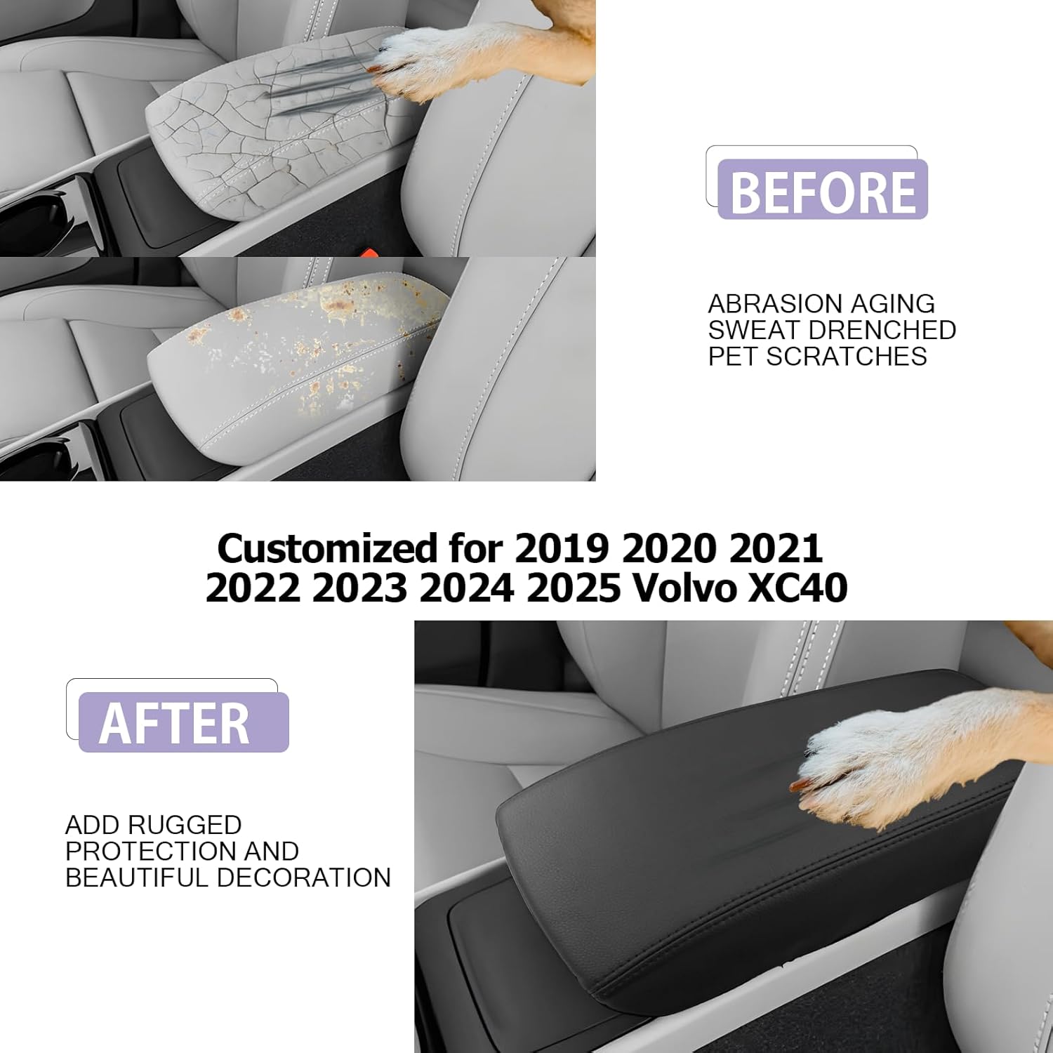 For Volvo XC40 Center Console Armrest Cover 2019-2024 2025+