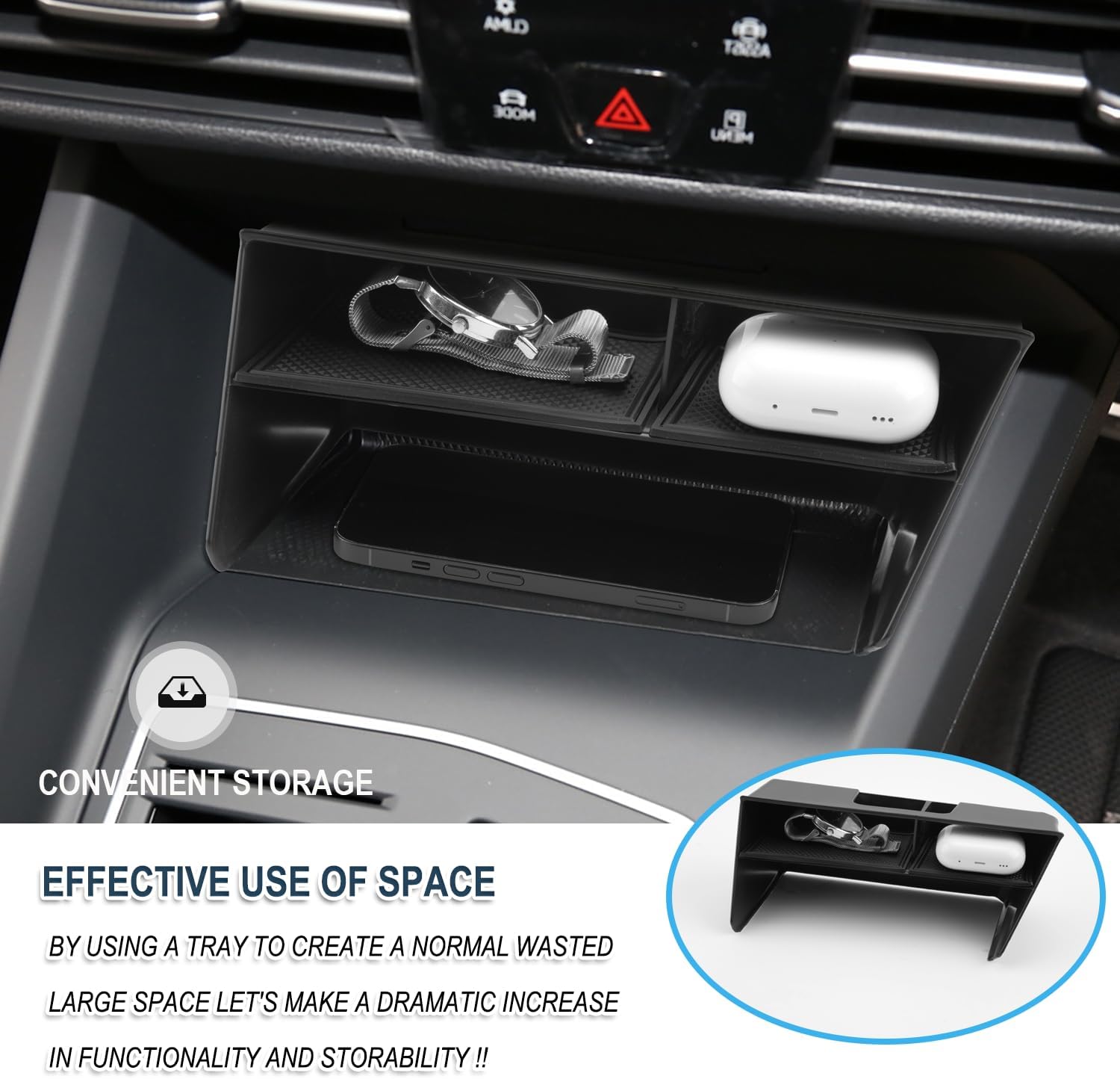 For VW Golf 8 MK8 8.5 GTI GTD GTE Center Console Organizer Tray 2020+