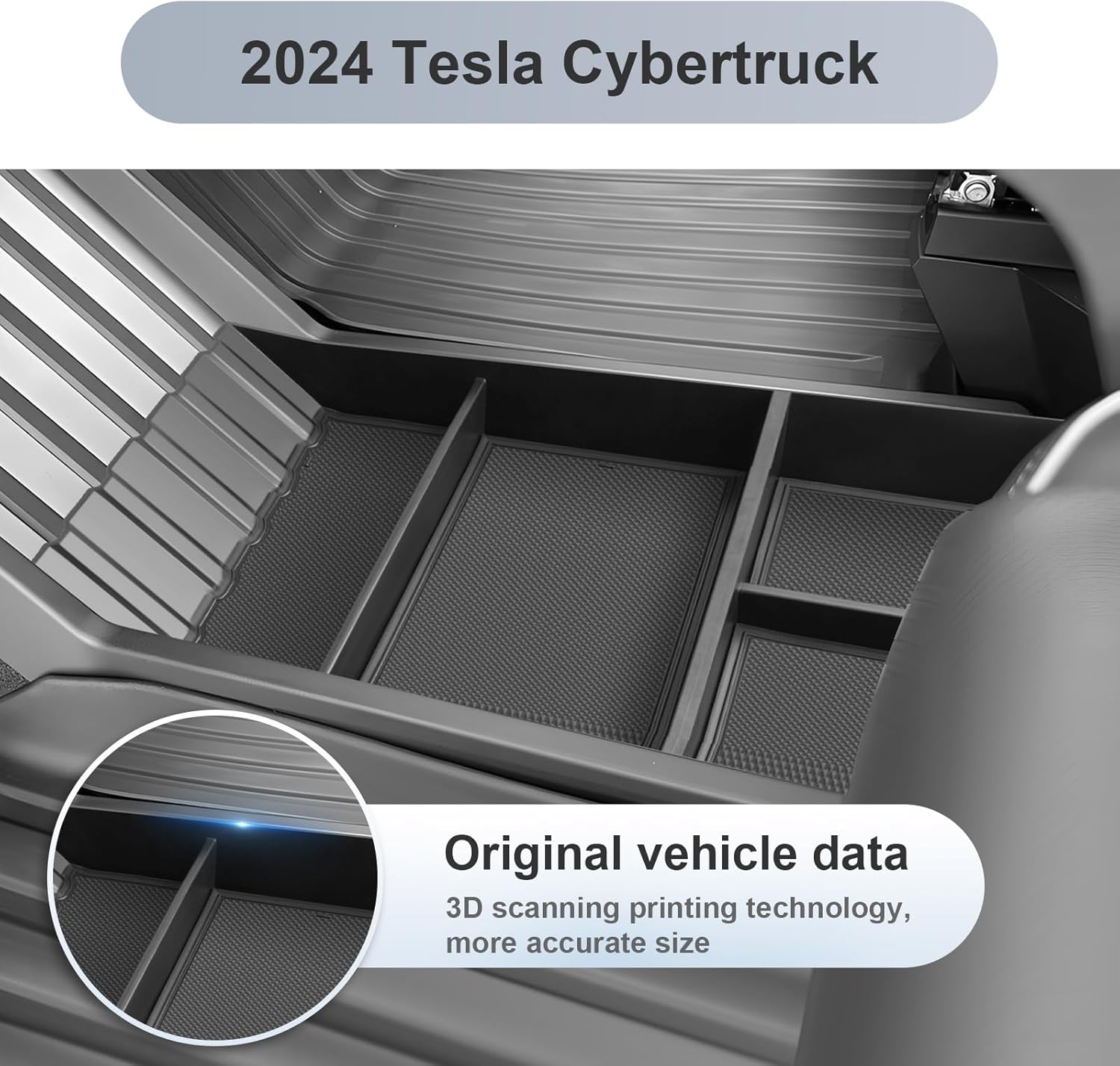 For Tesla Cybertruck Center Console Organizer 2024 2025+