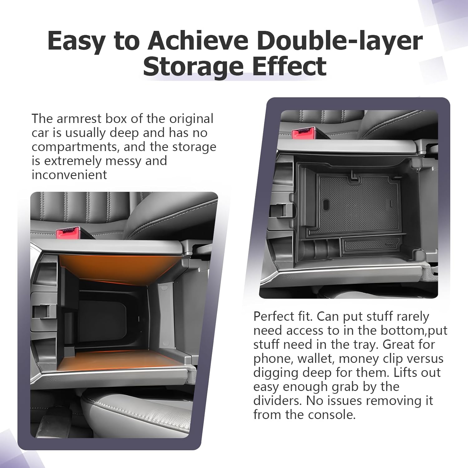 For Ford Edge SE/SEL/ST-Line/Titanium/ST Center Console Armrest Organizer Tray 2021 2022 2023 2024