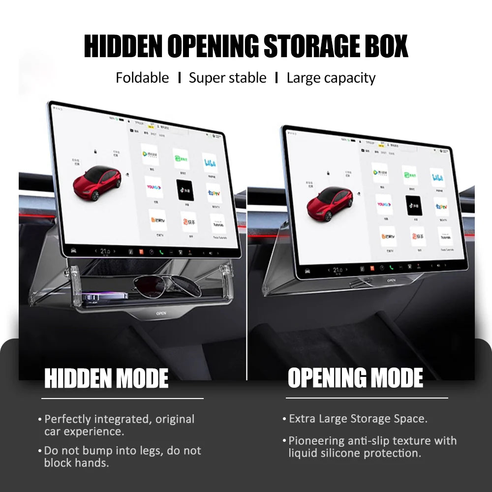 For Tesla Cybertruck Center Under Screen Storage Box 2024 2025+