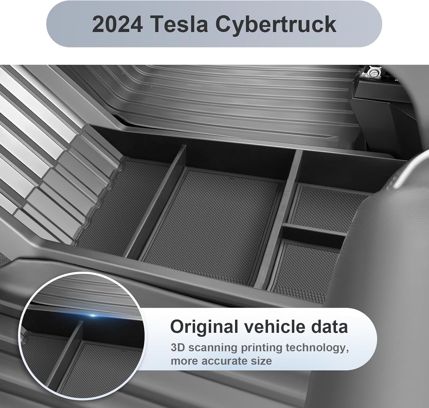 For Tesla Cybertruck Center Console Organizer 2024 2025+
