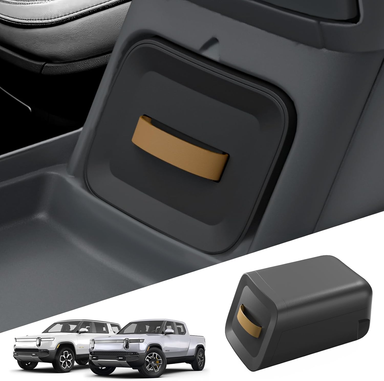 For Rivian R1T R1S Push-to-Open Lockable Camp Speaker Drawer Organizer Tray 2021+