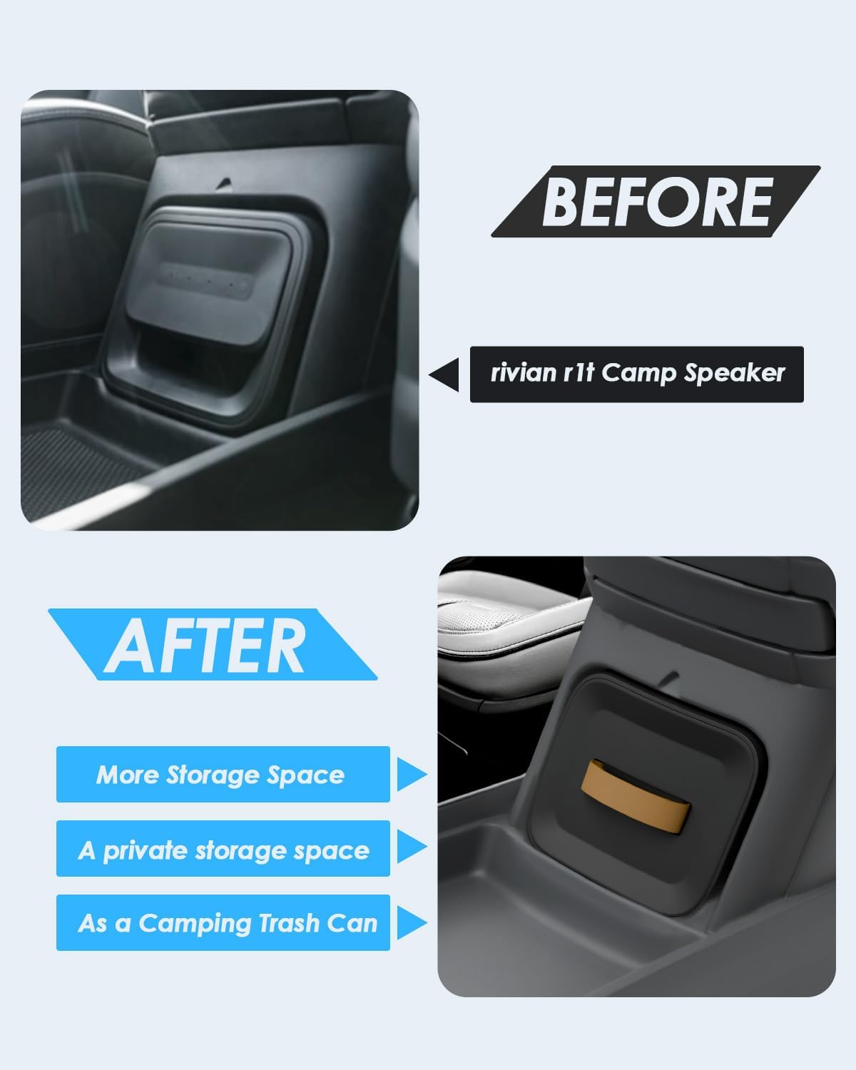 For Rivian R1T R1S Push-to-Open Lockable Camp Speaker Drawer Organizer Tray 2021+