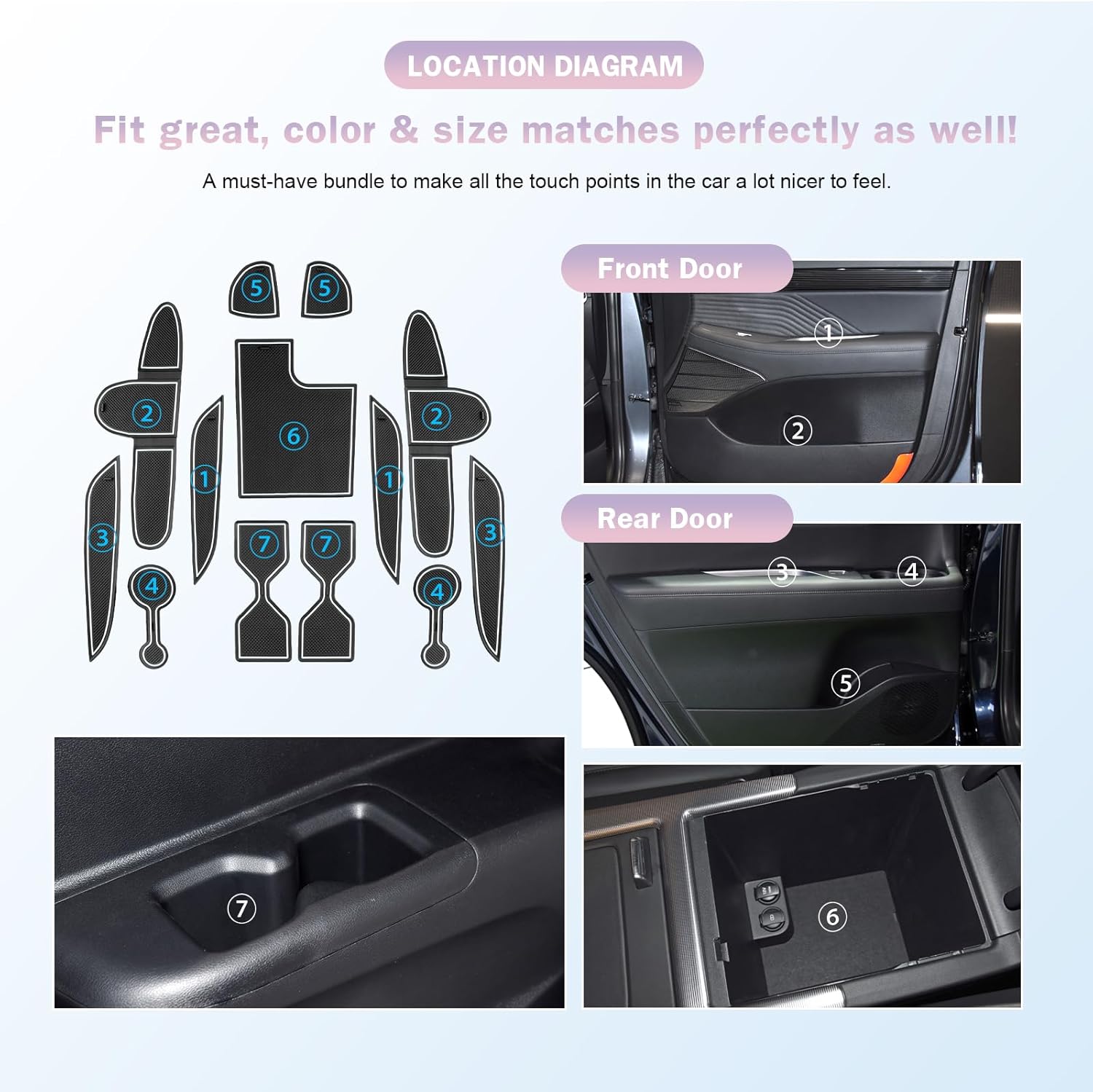 For Hyundai Palisade SE/SEL/XRT/Limited/Calligraphy Center Console Liners Mats 2023 2024 2025