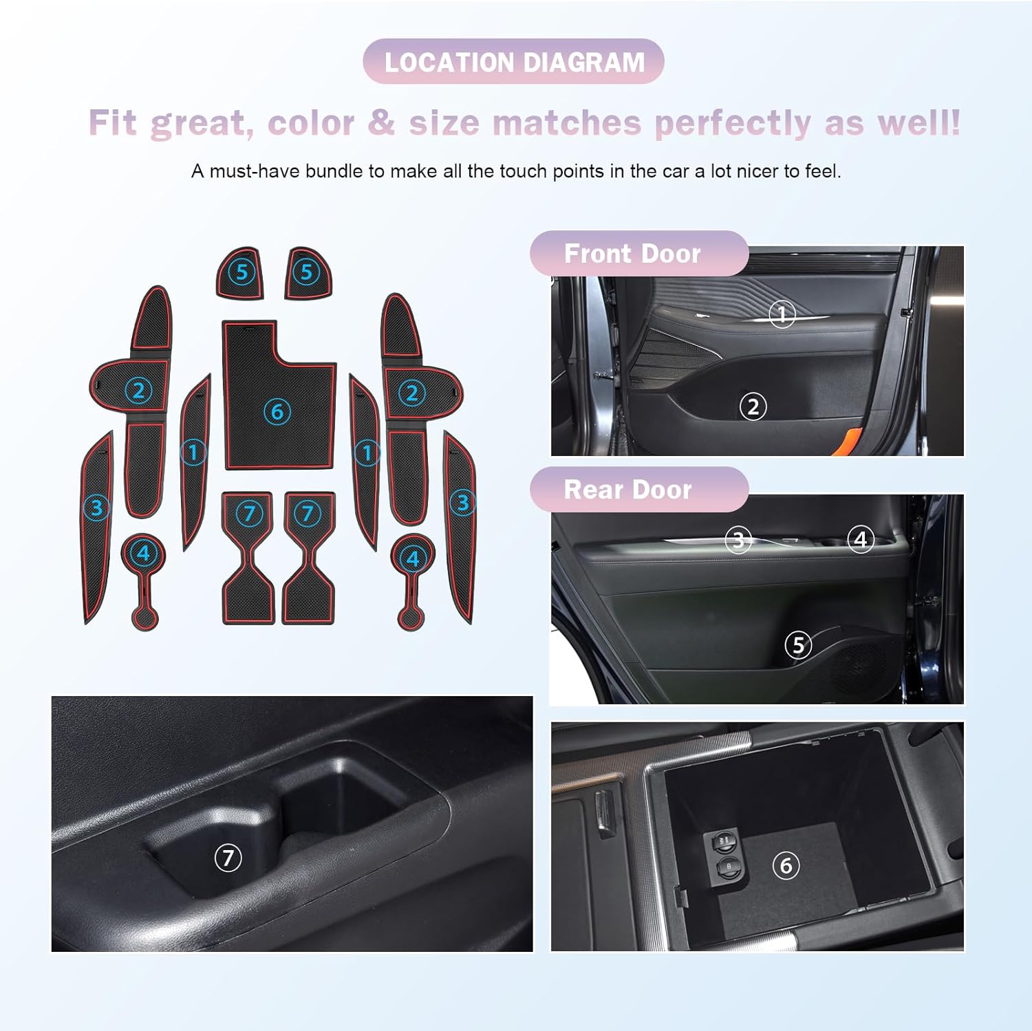 For Hyundai Palisade SE/SEL/XRT/Limited/Calligraphy Center Console Liners Mats 2023 2024 2025