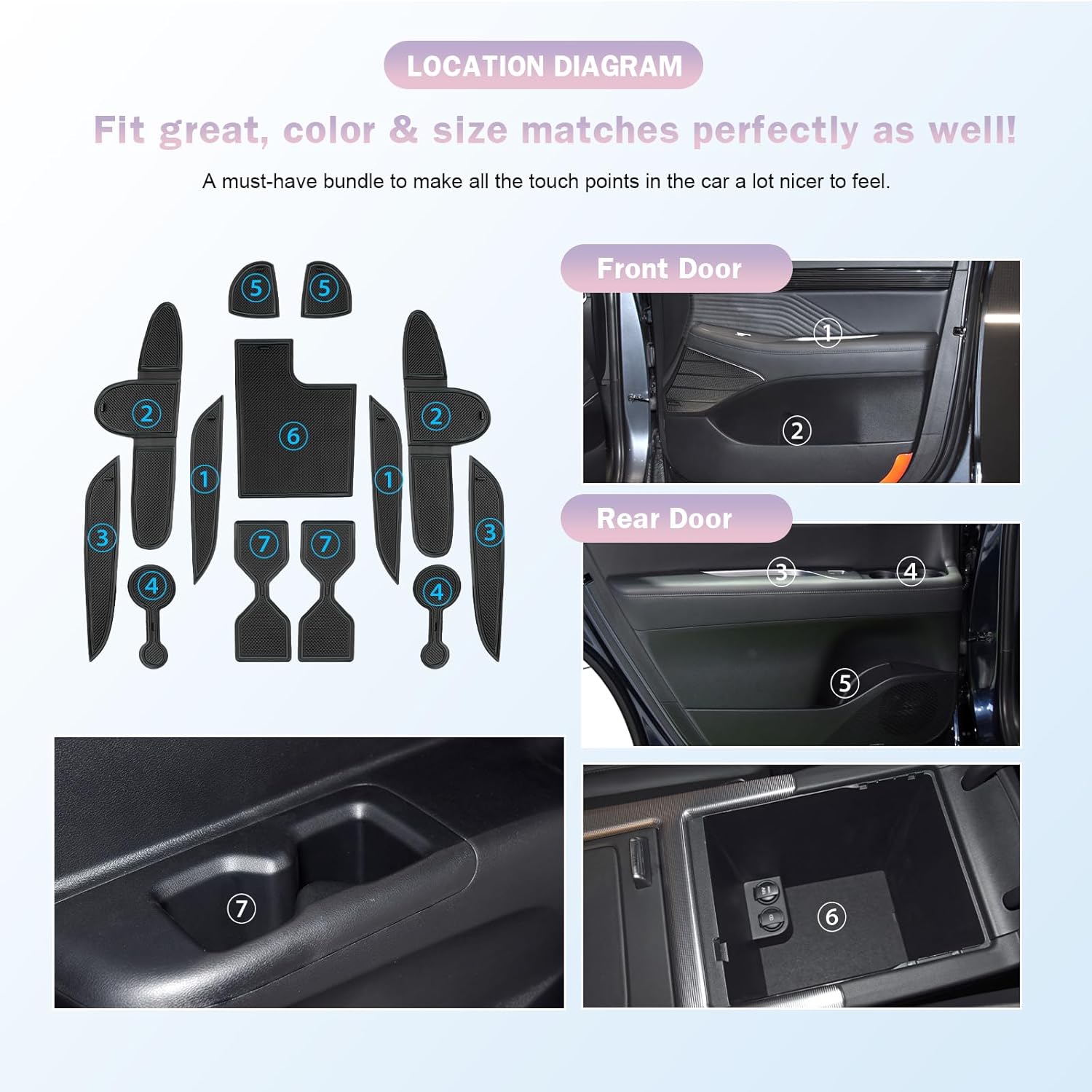 For Hyundai Palisade SE/SEL/XRT/Limited/Calligraphy Center Console Liners Mats 2023 2024 2025