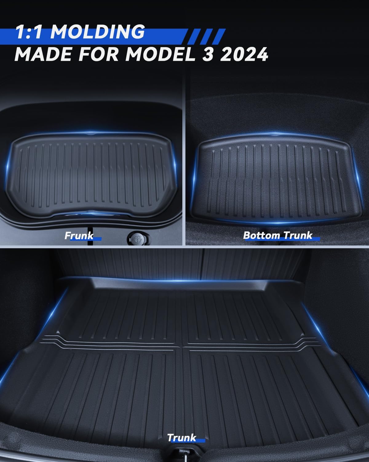 For Tesla Model 3 Original 3D Scanning TPE All-Weather Mats 2024+