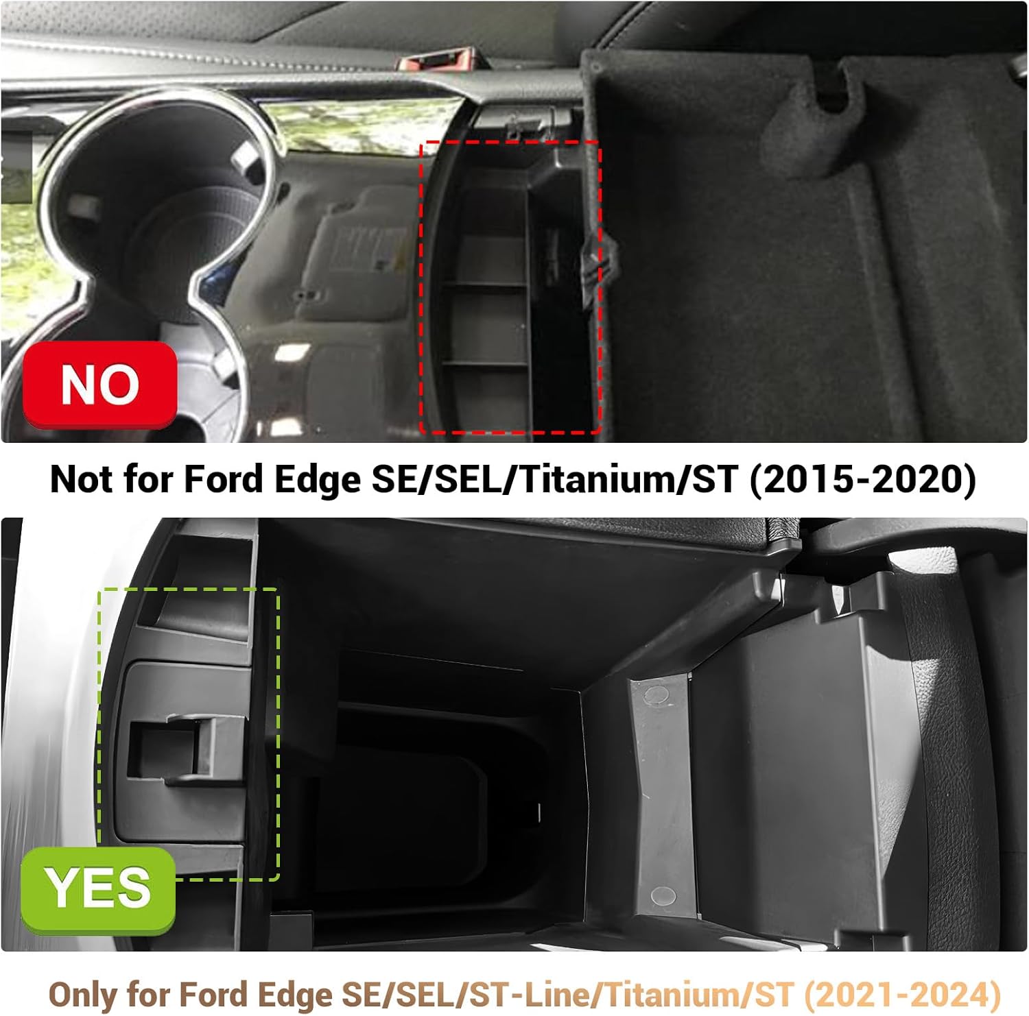 For Ford Edge SE/SEL/ST-Line/Titanium/ST Center Console Armrest Organizer Tray 2021 2022 2023 2024