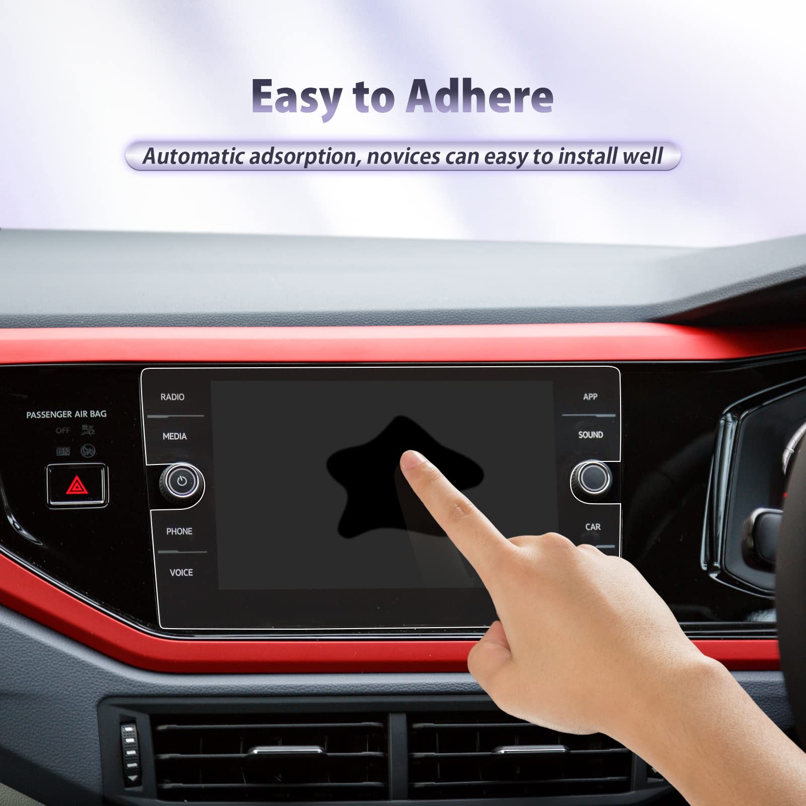 For VW Polo MK6 AW1 GTI R Line/T-Cross Navigation Tempered Glass Film (RHD) 2019-2022