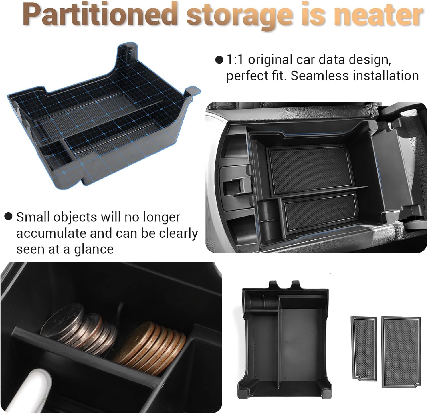 For Ford Edge SE/SEL/ST-Line/Titanium/ST Center Console Armrest Organizer Tray 2021 2022 2023 2024
