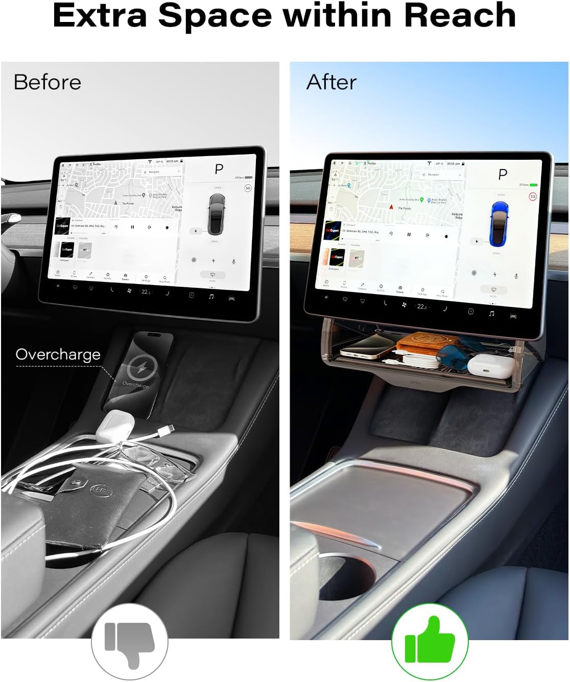 For Tesla Cybertruck Center Under Screen Storage Box 2024 2025+