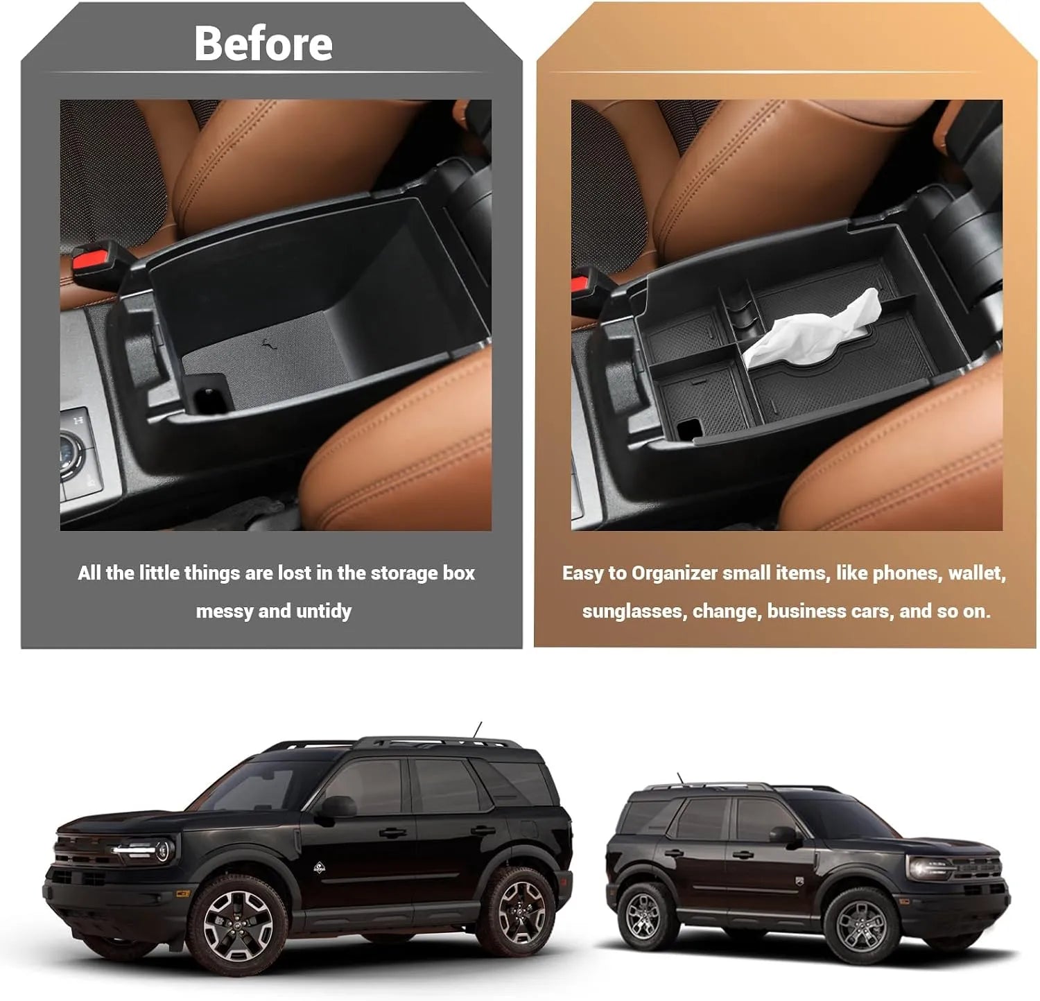 For Ford Bronco Sport Center Console Storage Tissue Box 2021-2026