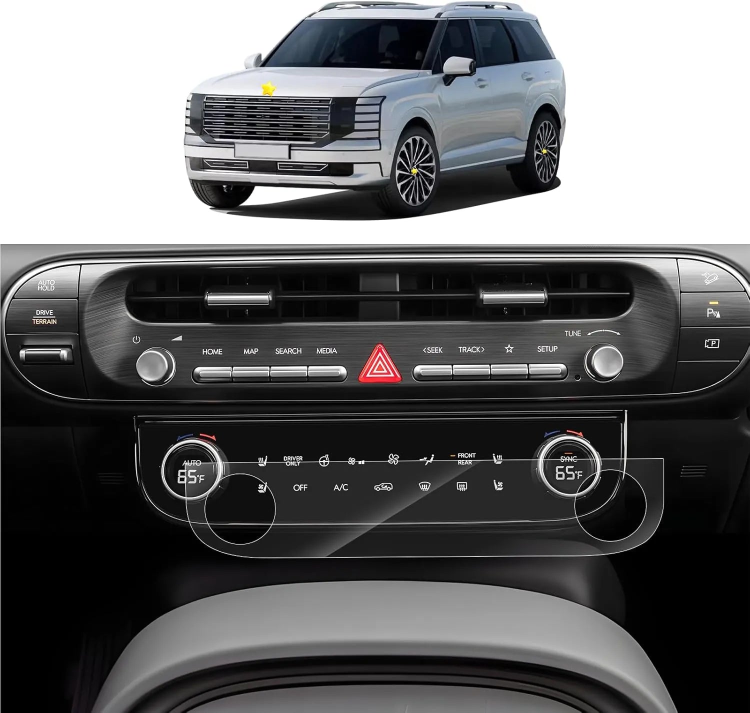 For Hyundai Palisade& Ioniq 9 12.3 inch Multimedia and Cluster Integrated Screen Protector 2026+