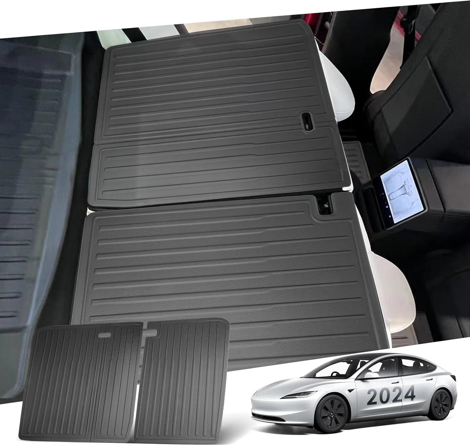 For Tesla Model 3 Original 3D Scanning Trunk and Rear Seat Mats 2024-2026