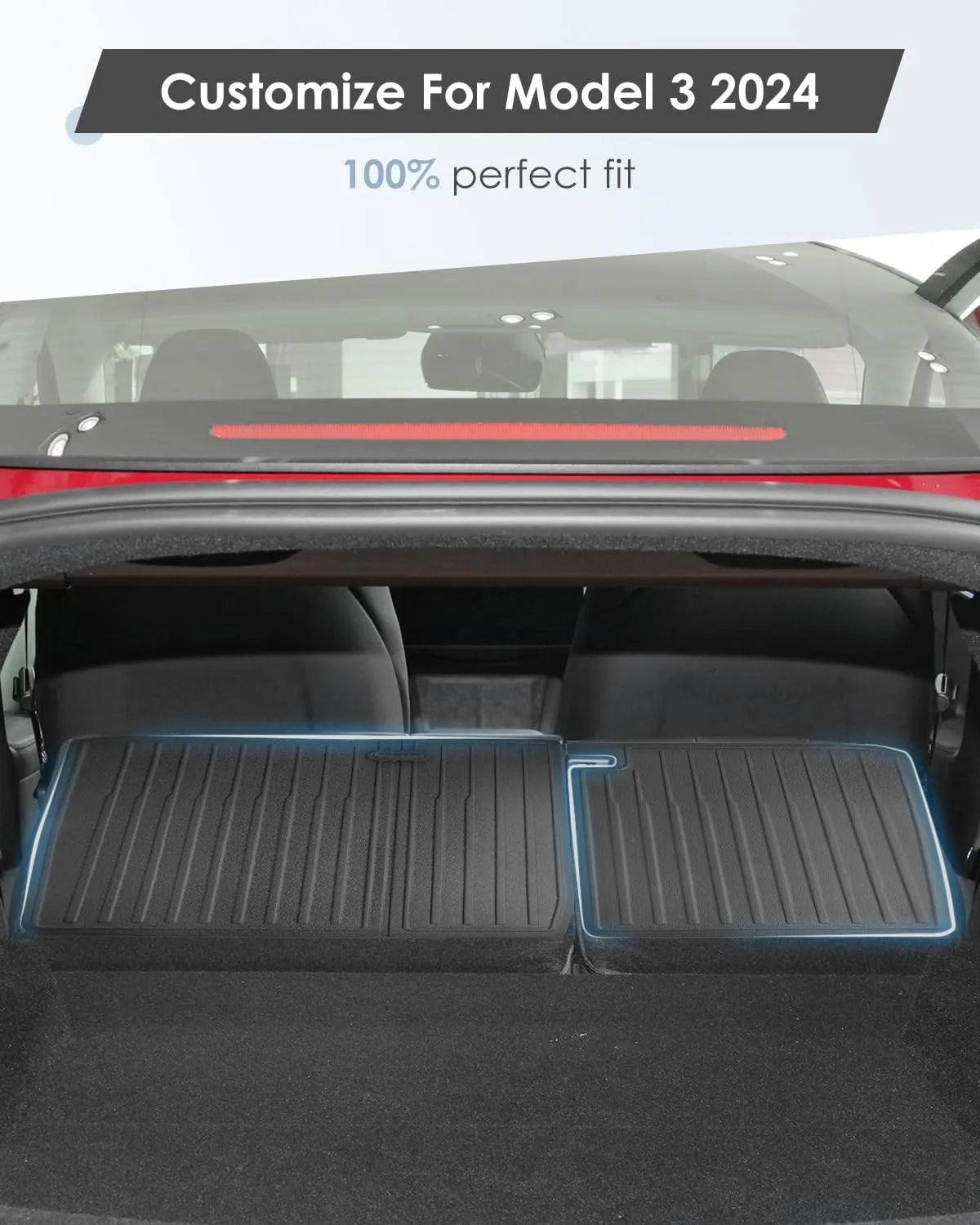 For Tesla Model 3 Original 3D Scanning Trunk and Rear Seat Mats 2024-2026