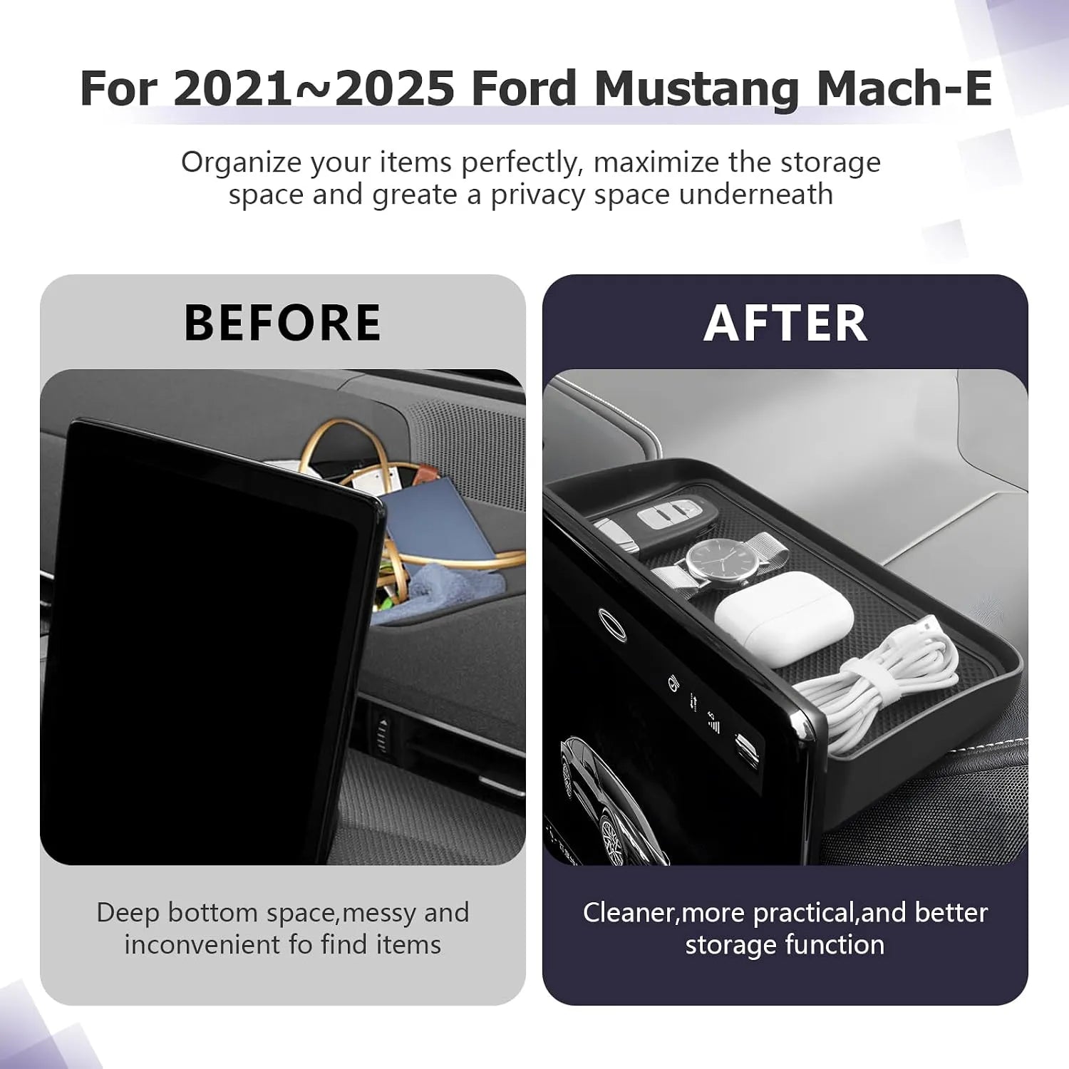 For Ford Mustang Mach E Dashboard Back Storage Tray 2021-2026