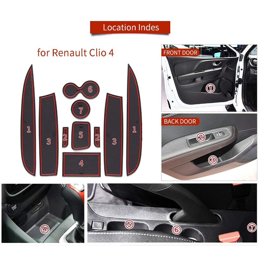 For Renault Clio 4 Door Slot Mats 2013-2019