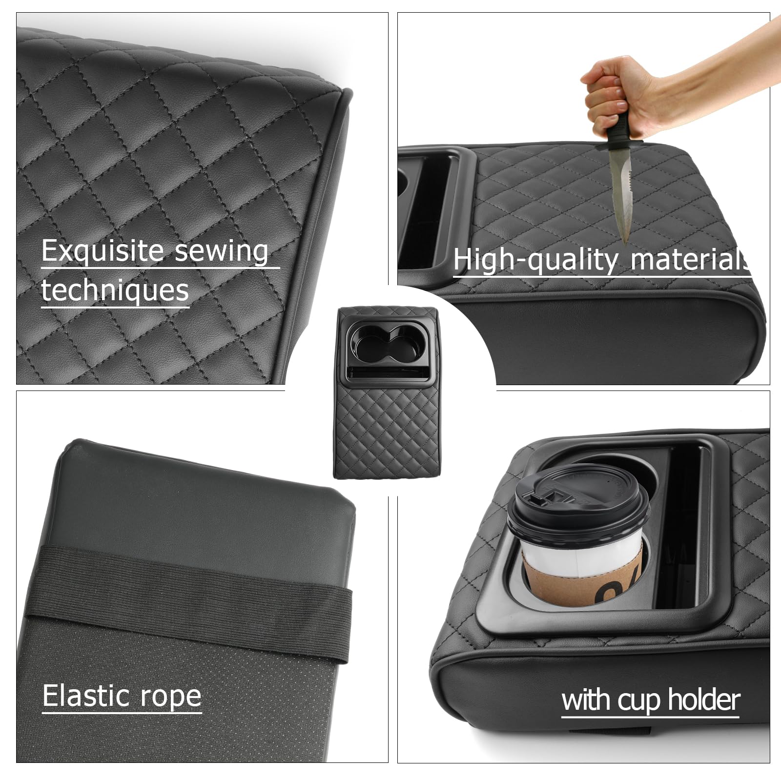 Auto Center Console Armrest Cover with Cup Holder & Phone Holder Universal for Most Car