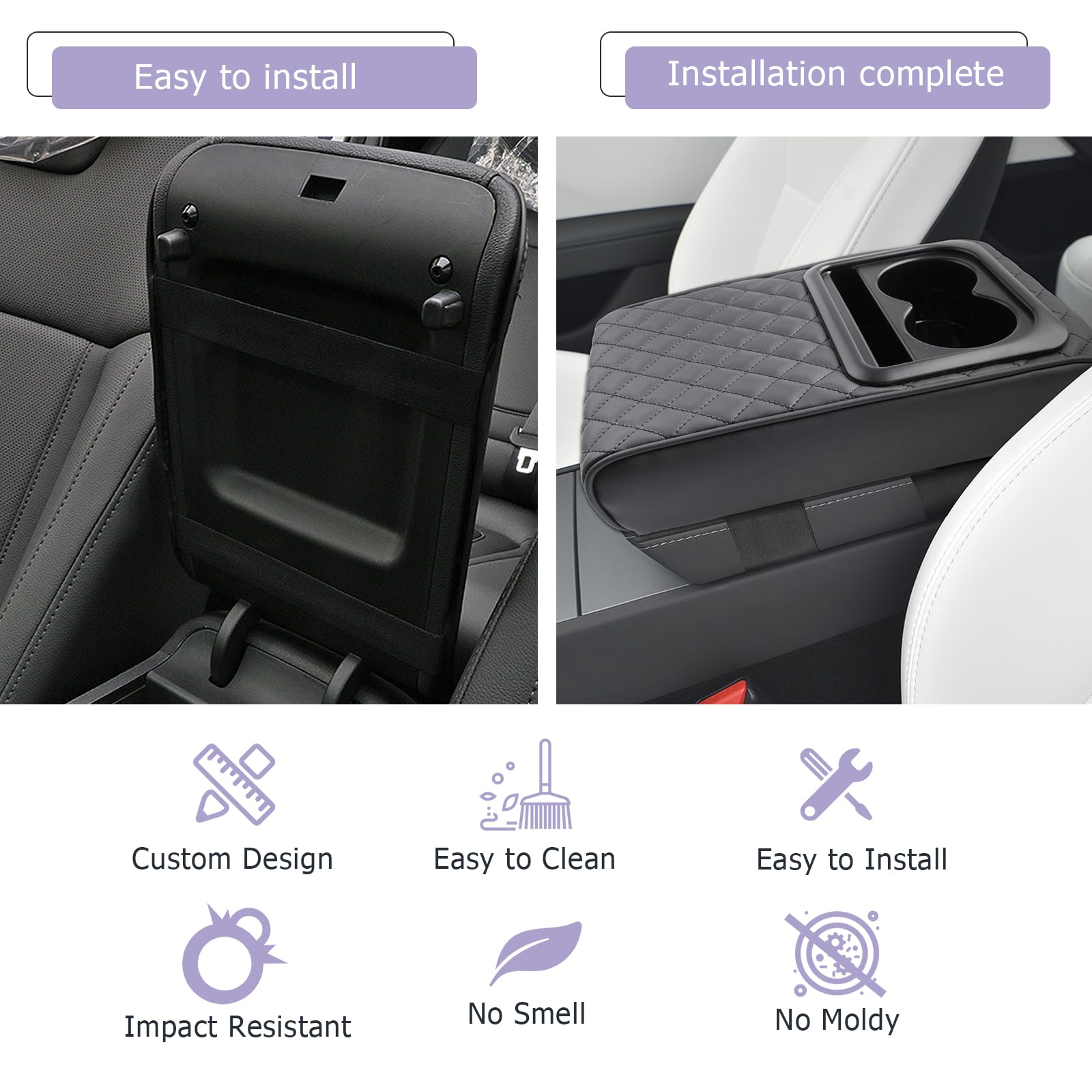 Auto Center Console Armrest Cover with Cup Holder & Phone Holder Universal for Most Car
