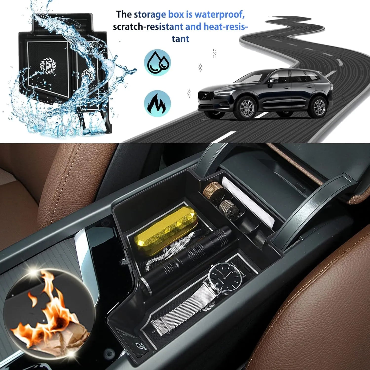For Volvo XC60 XC90 S90 V90 Center Armrest Storage Tray 2023+
