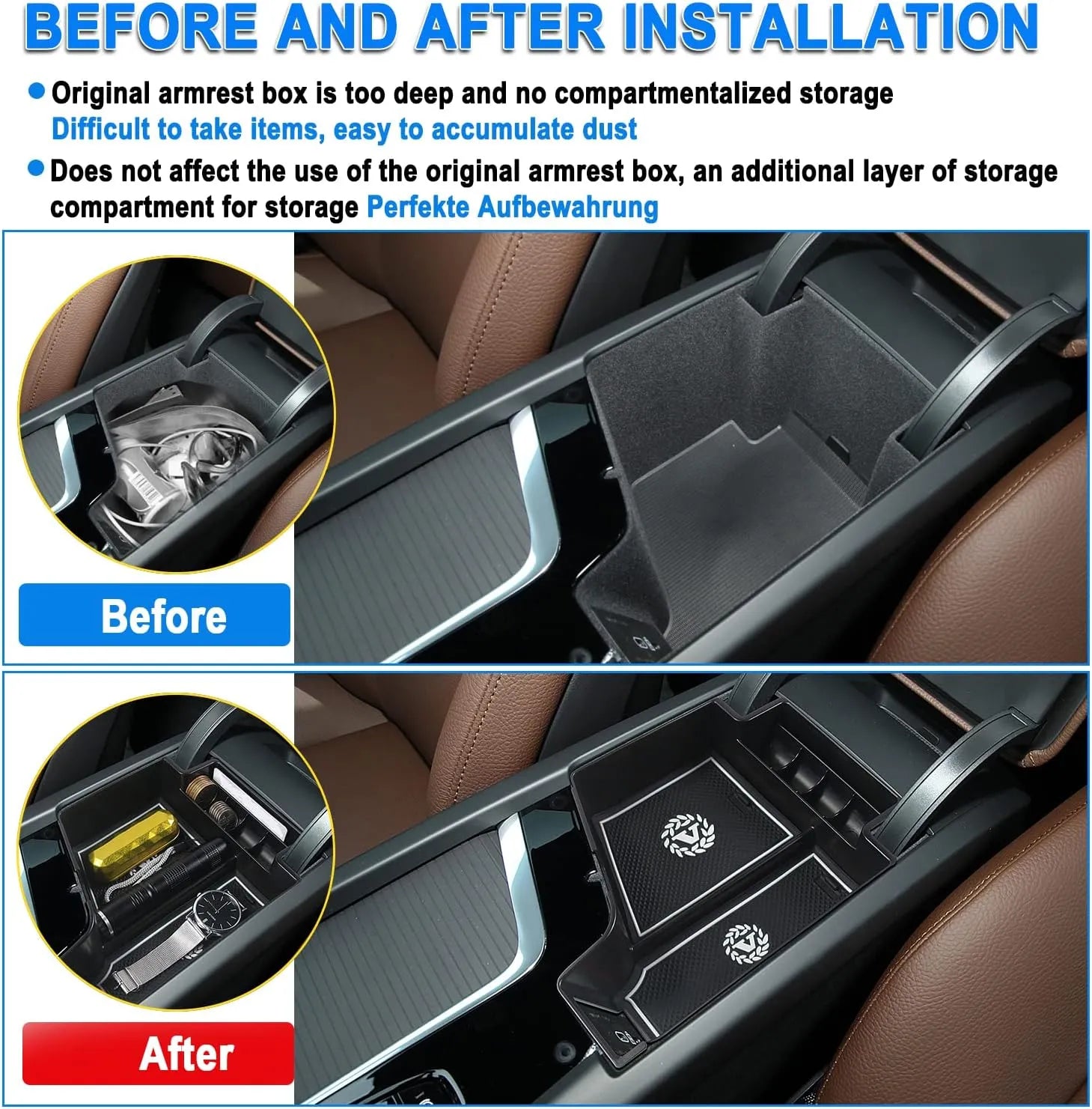 For Volvo XC60 XC90 S90 V90 Center Armrest Storage Tray 2023+