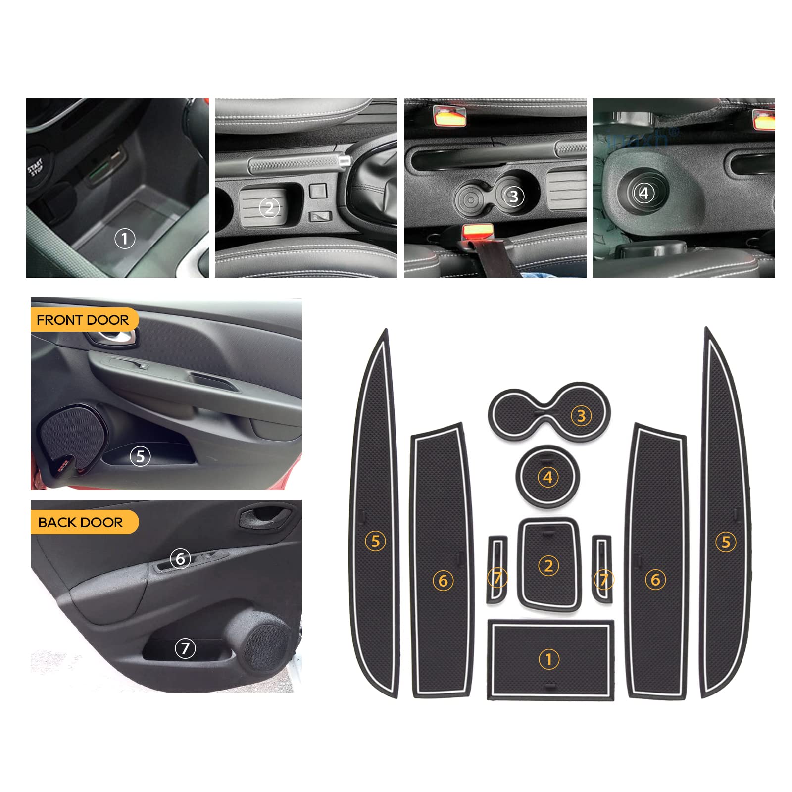 For Renault Clio 4 Door Slot Mats 2013-2019
