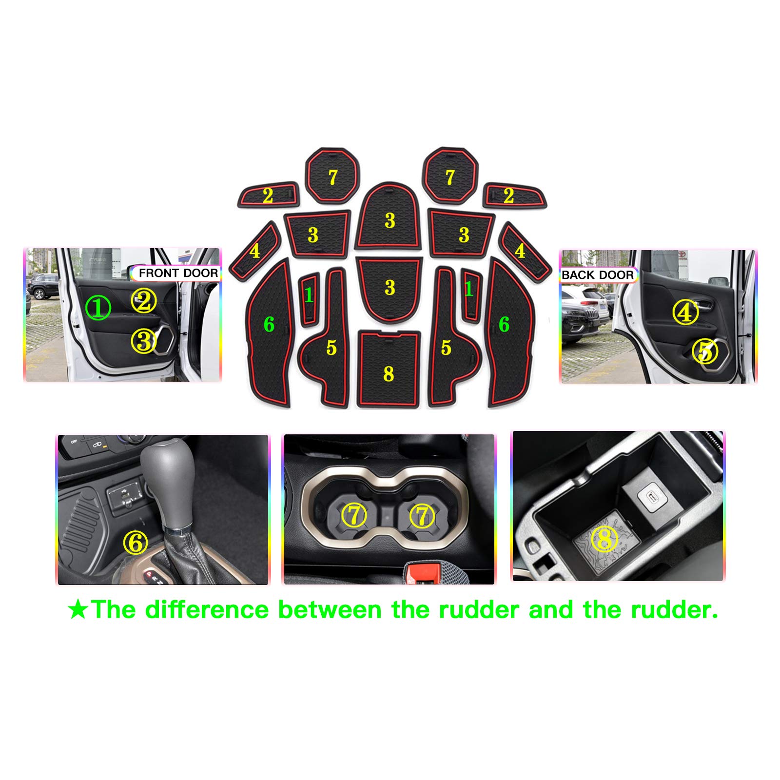 Jeep Renegade Door Slot Mats Liner 2015+ - LFOTPP Car Accessories