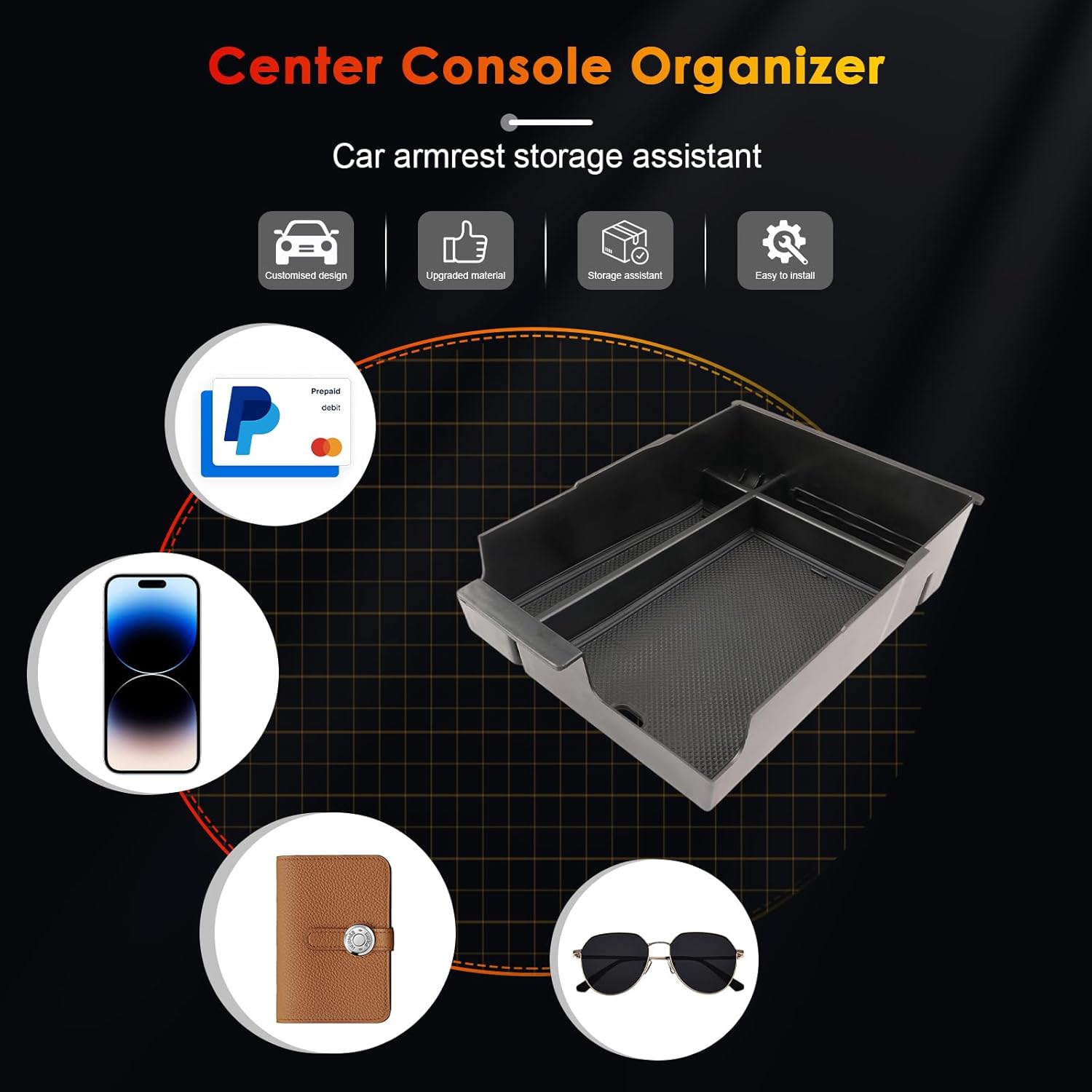 For Hyundai Palisade SE/SEL/XRT/Limited/Calligraphy Center Console Armrest Organizer Tray 2023 2024 2025