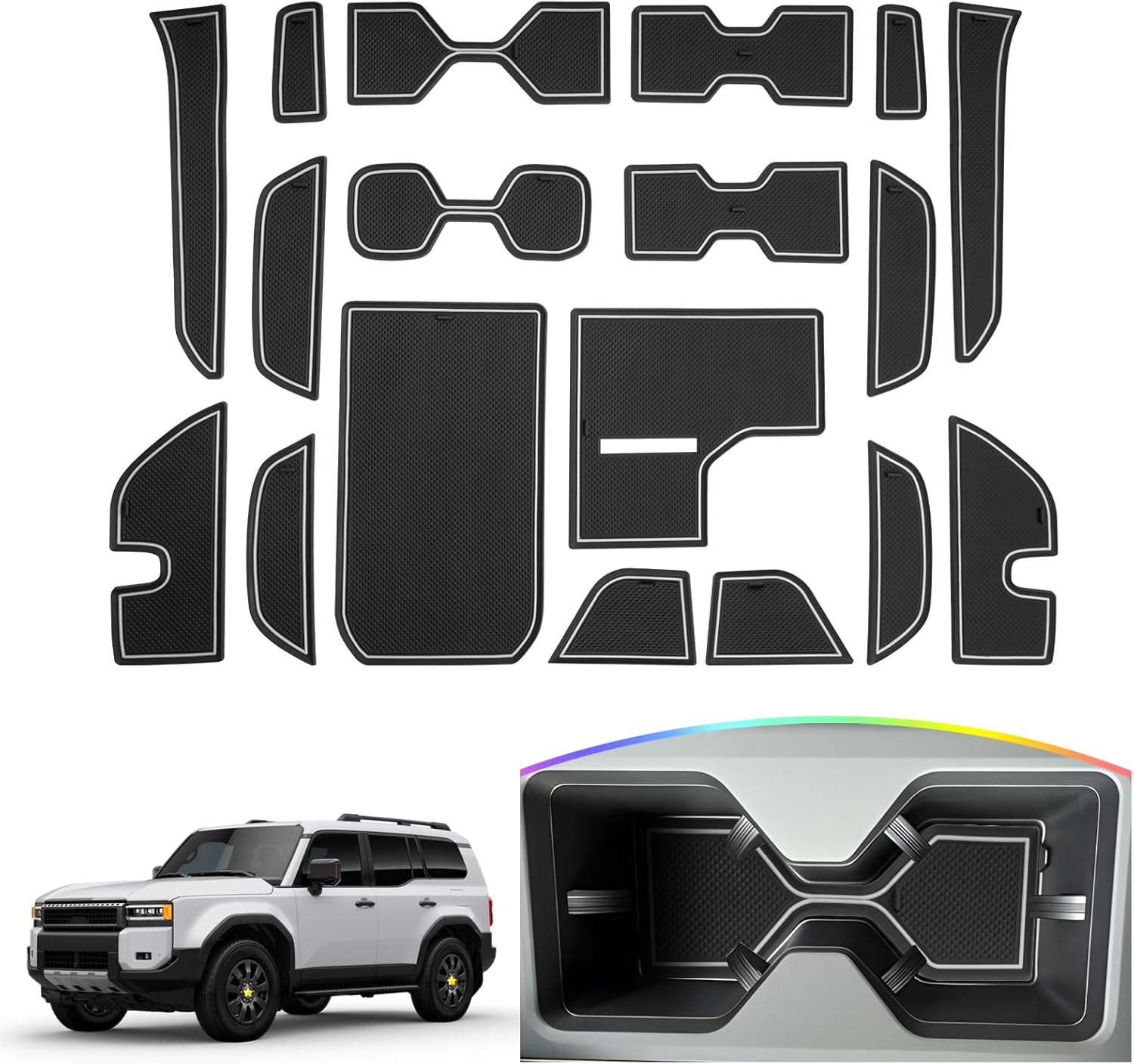 For Toyota Land Cruiser Door Compartment Cup Console Liners 2024 2025 2026