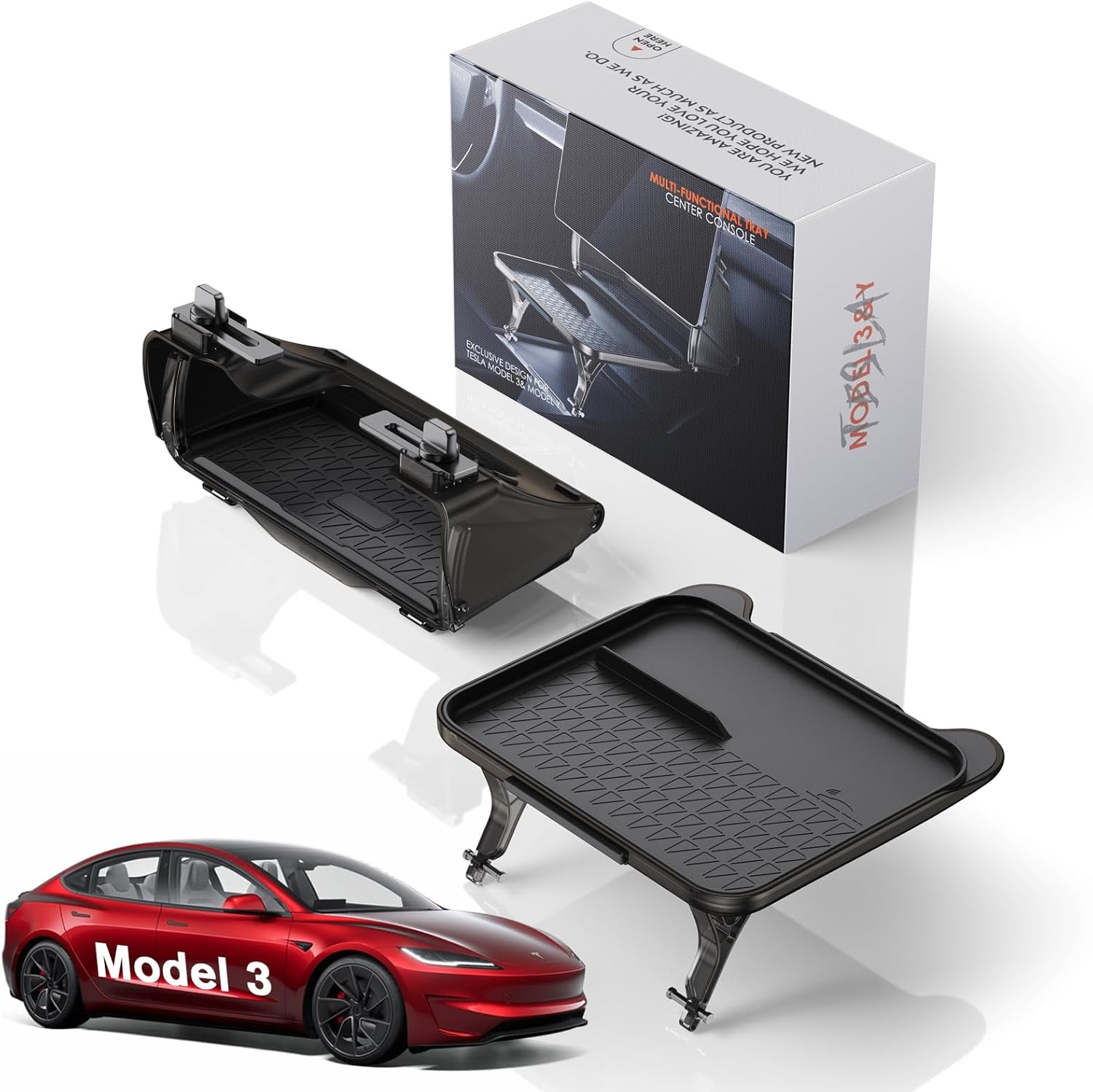 For Tesla Model 3/Y 2-in-1 Car Food Tray& Behind Screen Organizer 2016+