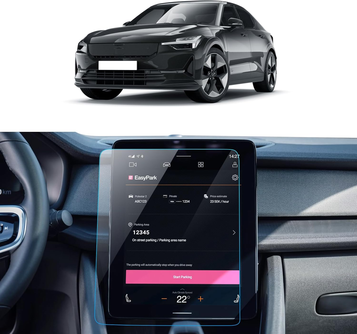 For Polestar 2(Single Motor/Dual Motor/BST edition 270) 11.2" Nagivation Multi-media Touch Screen Protector 2020+