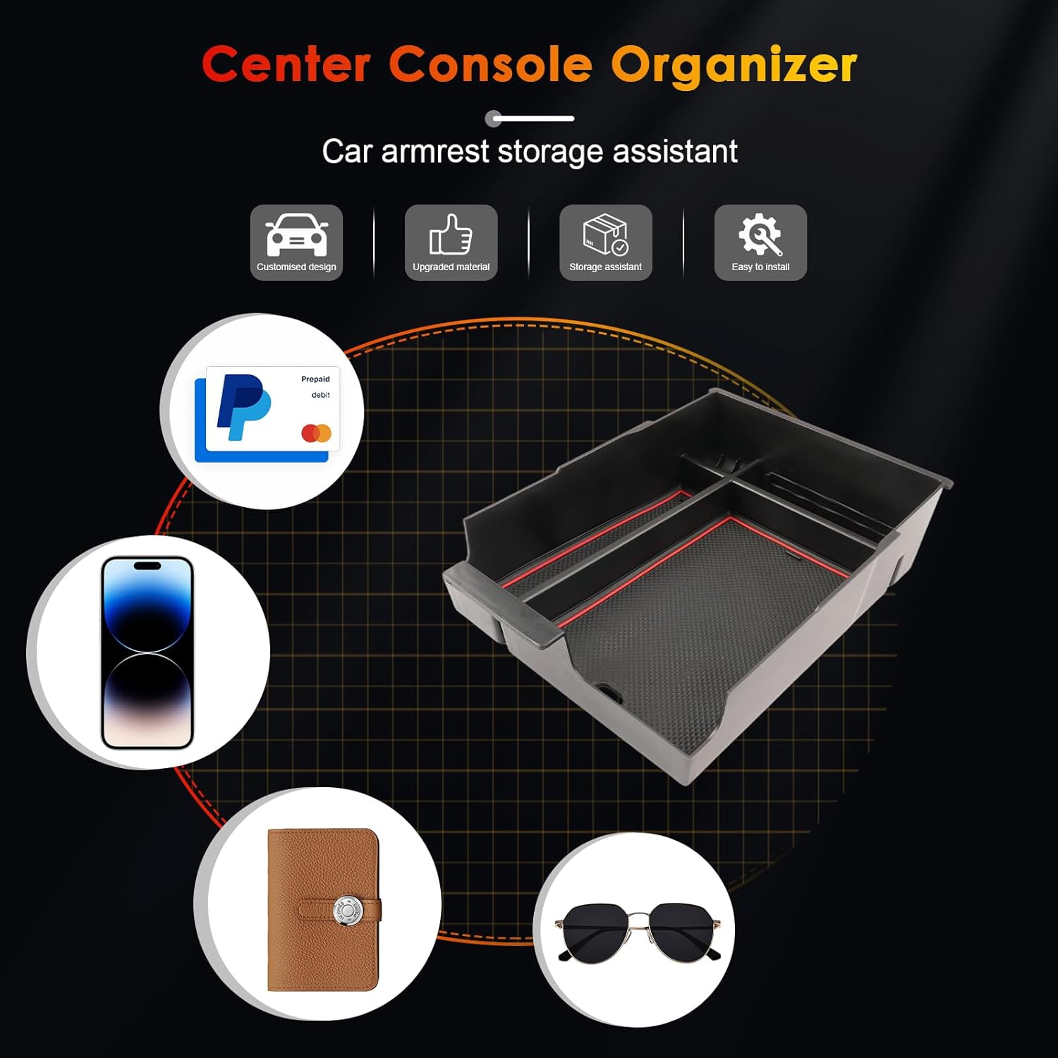 For Hyundai Palisade SE/SEL/XRT/Limited/Calligraphy Center Console Armrest Organizer Tray 2023 2024 2025