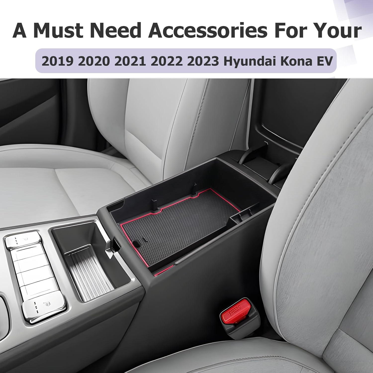 For Hyundai Kona EV SE/SEL/Limited Center Console Armrest Organizer 2019-2023