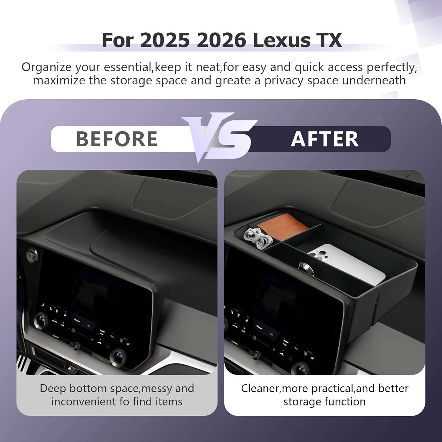For Lexus TX 350/500h Console Organizer Tray 2025 2026+