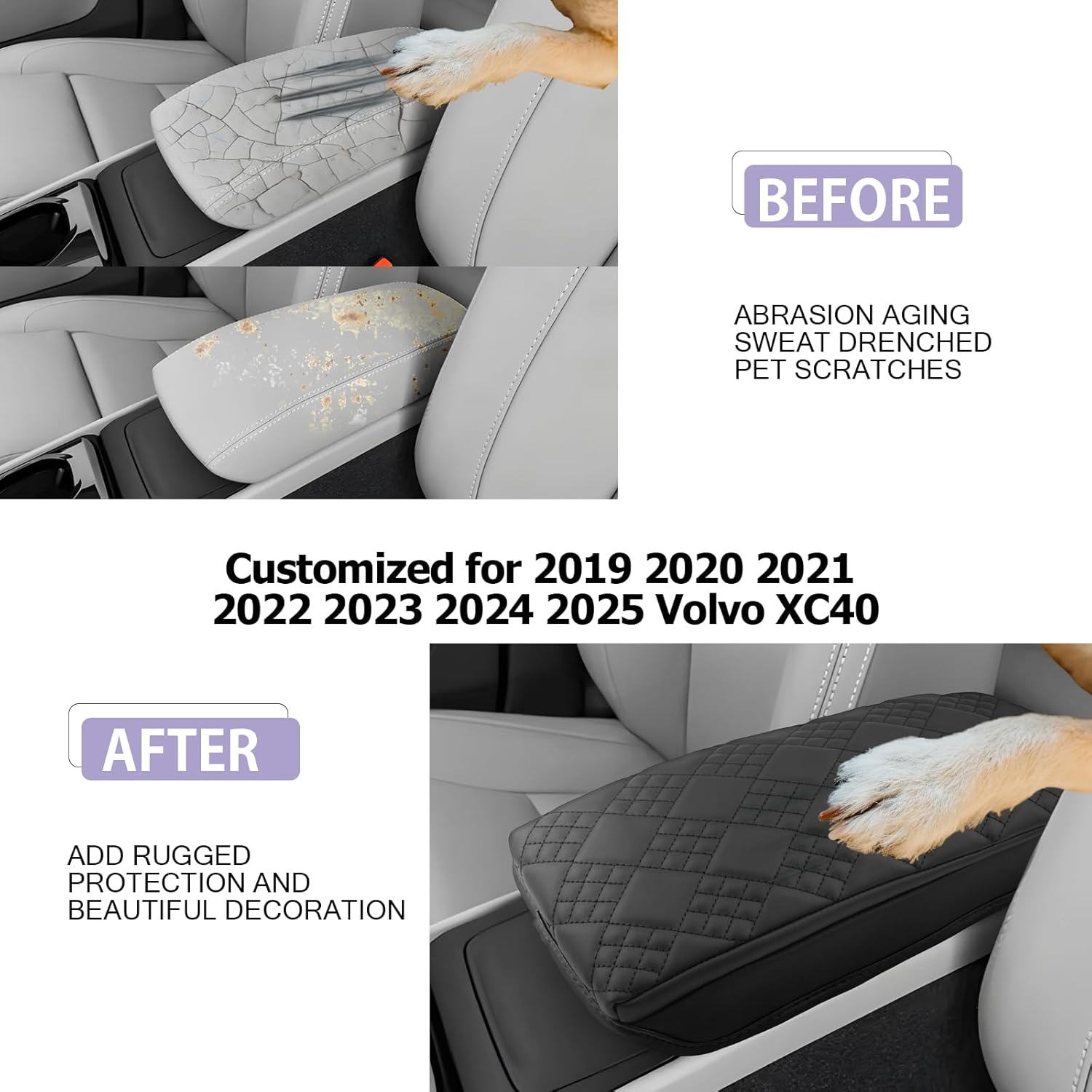 For Volvo XC40 Center Console Armrest Cover 2019-2024 2025+