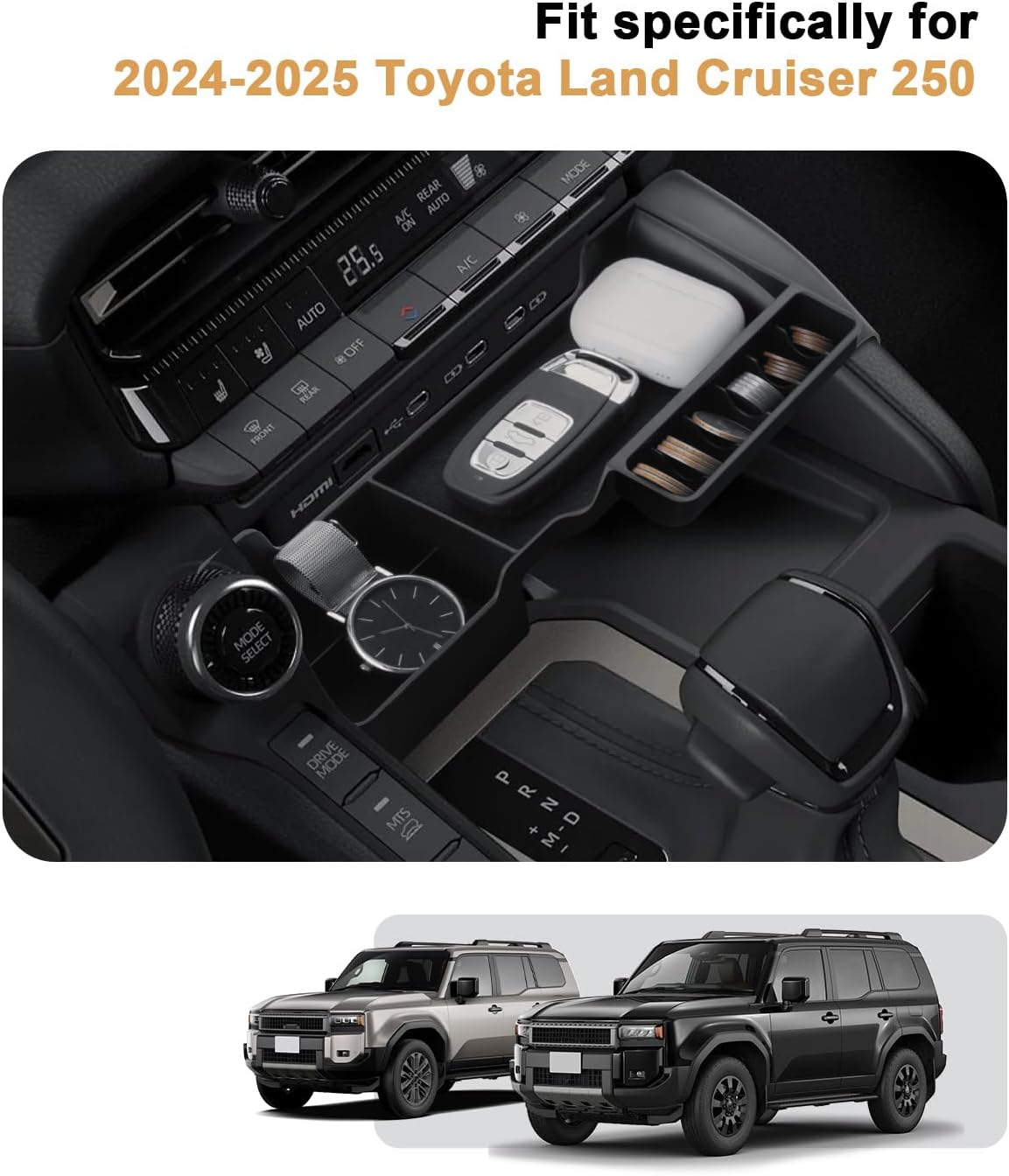 For Toyota Land Cruiser 250 Center Console Organizer 2024 2025 2026