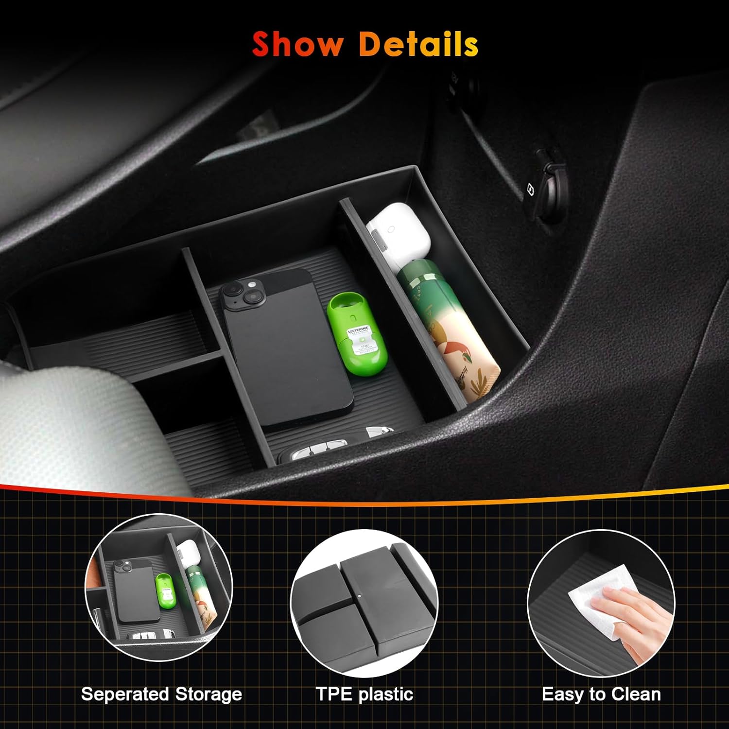 For Hyundai Palisade SE/SEL/XRT/Limited/Calligraphy Lower Console Organizer 2023 2024 2025