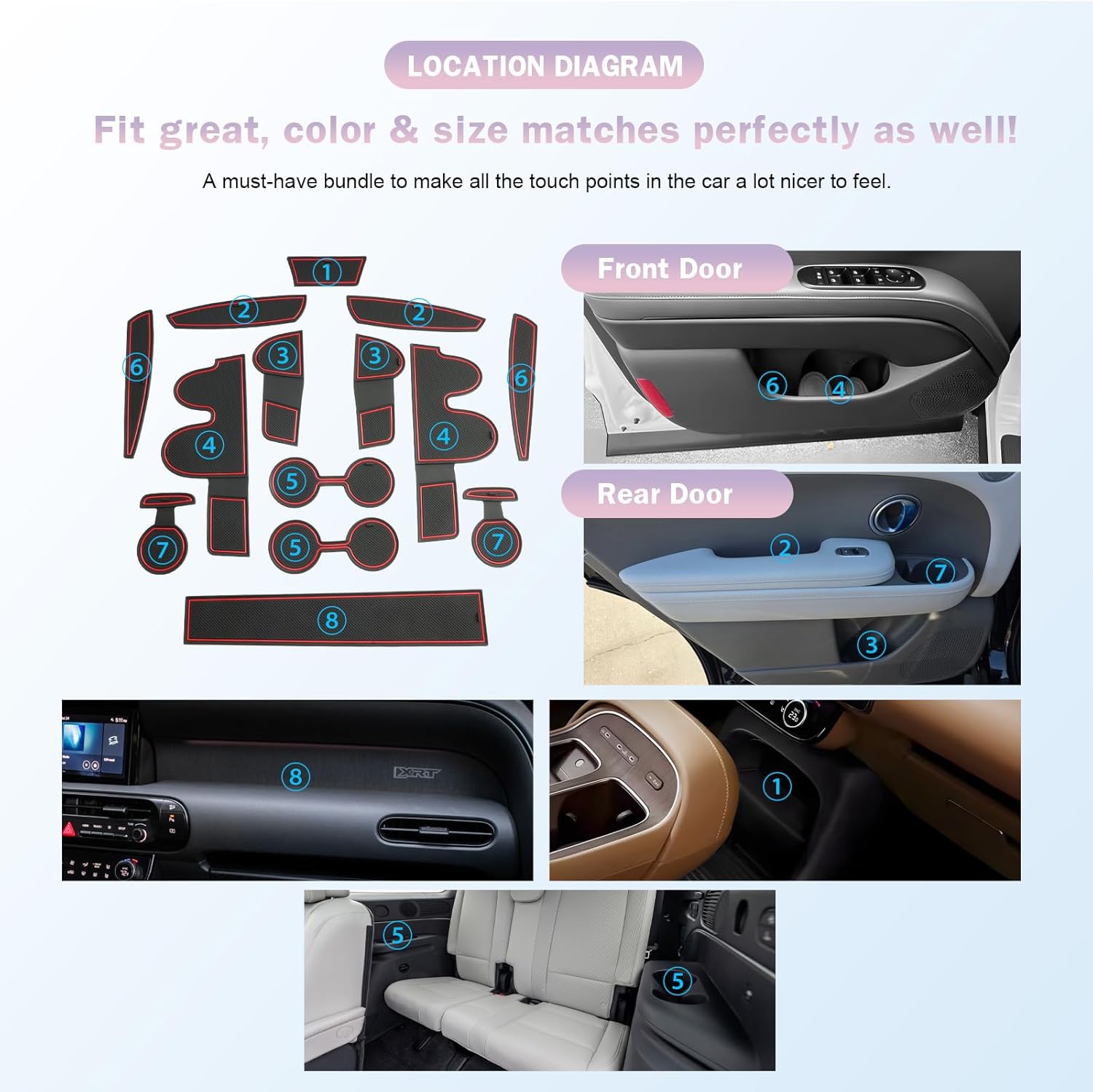 For Hyundai Palisade SE/SEL/XRT/Limited/Calligraphy Center Console Liners Mats 2026+