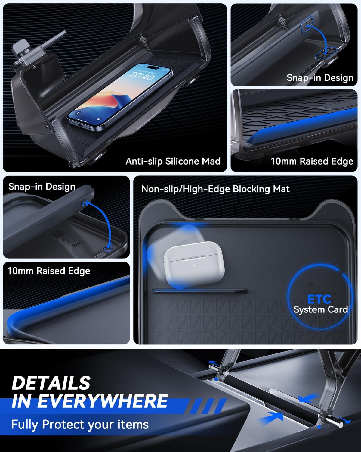 For Tesla Cybertruck Center Under Screen Storage Box 2024 2025+