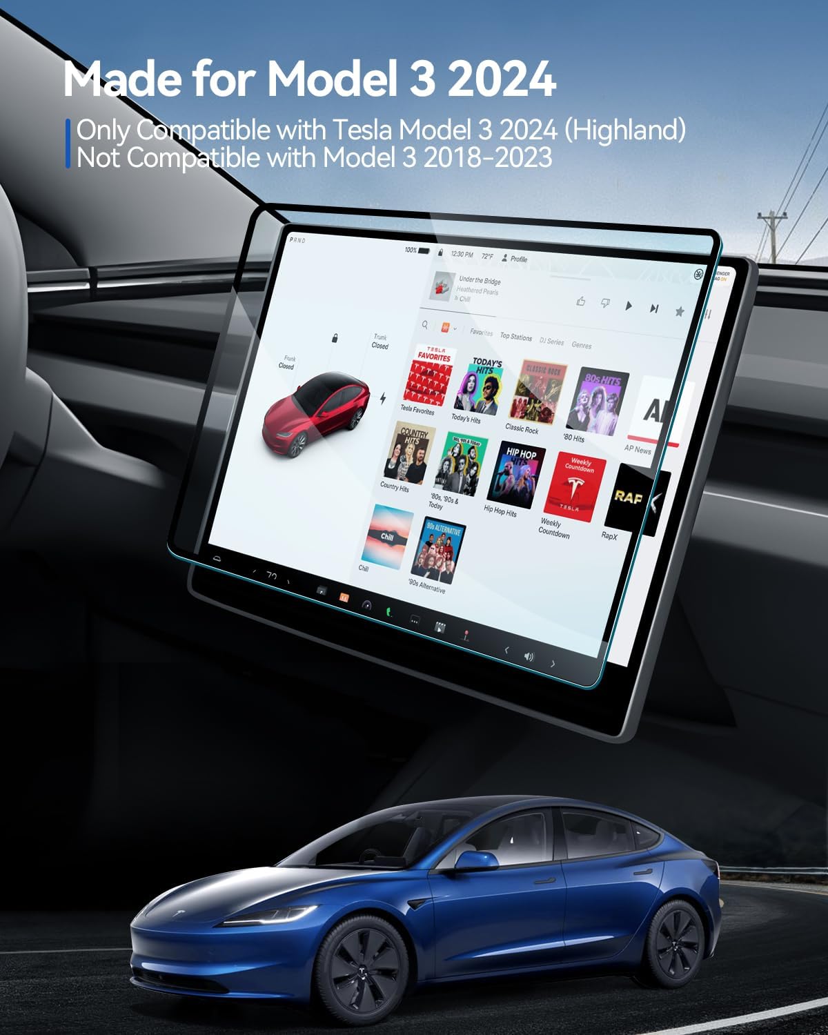 Tesla Model 3 Highland 15.4" Dashboard Screen Protector 2024 2025 2026