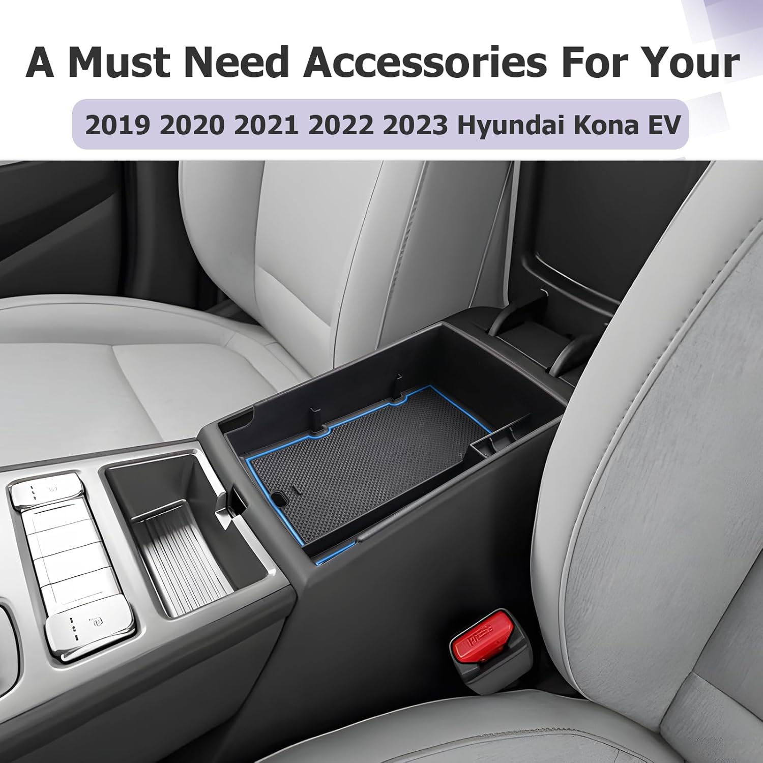 For Hyundai Kona EV SE/SEL/Limited Center Console Armrest Organizer 2019-2023