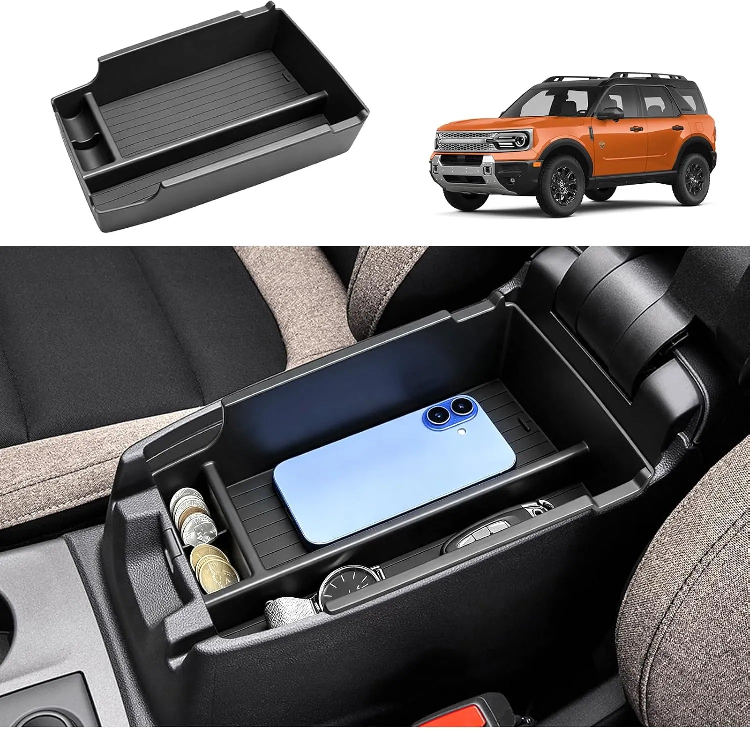 For Ford Bronco Sport (Big Bend/Heritage/Outer Banks/Badlands) Console Tray Insert 2026+