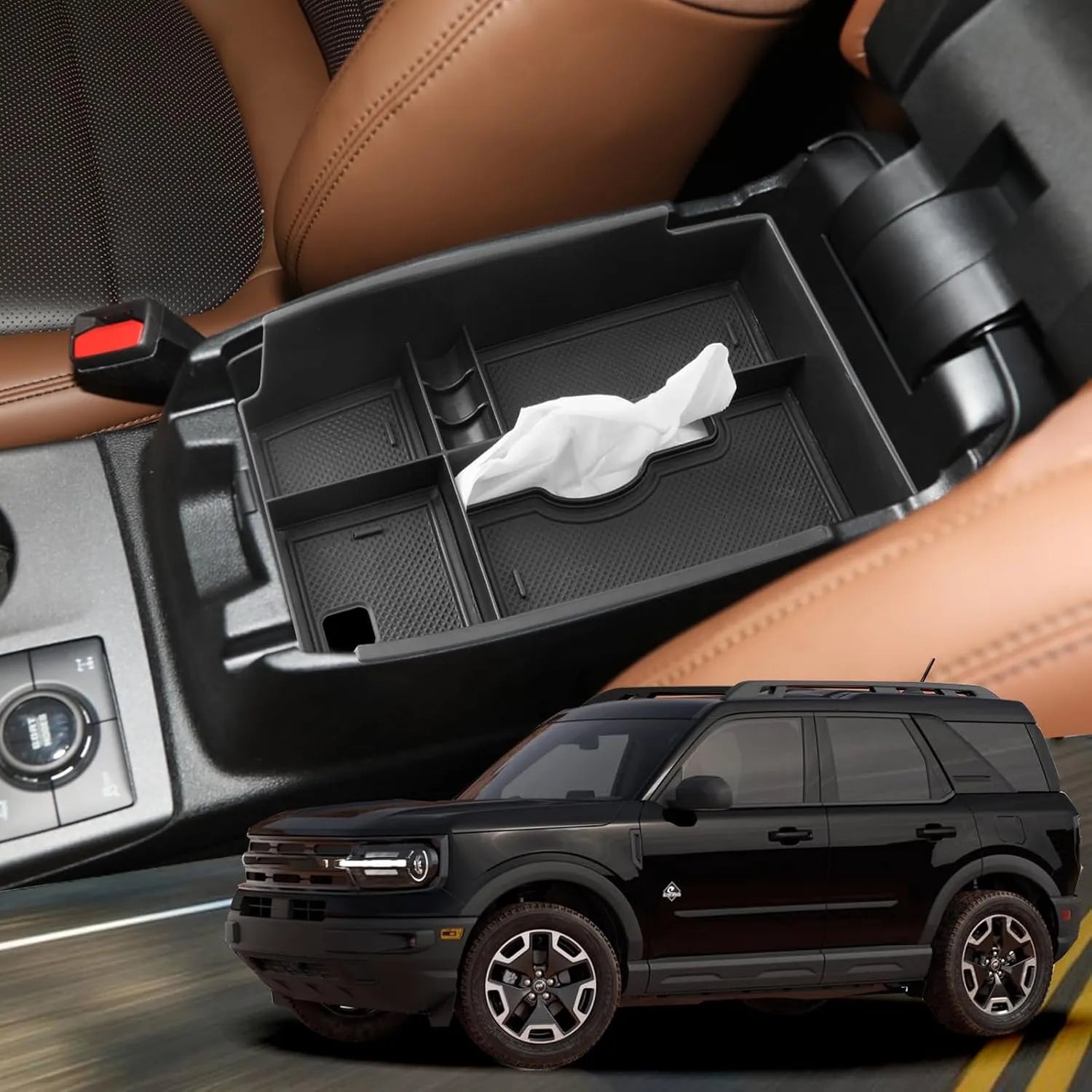 For Ford Bronco Sport Center Console Storage Tissue Box 2021-2026